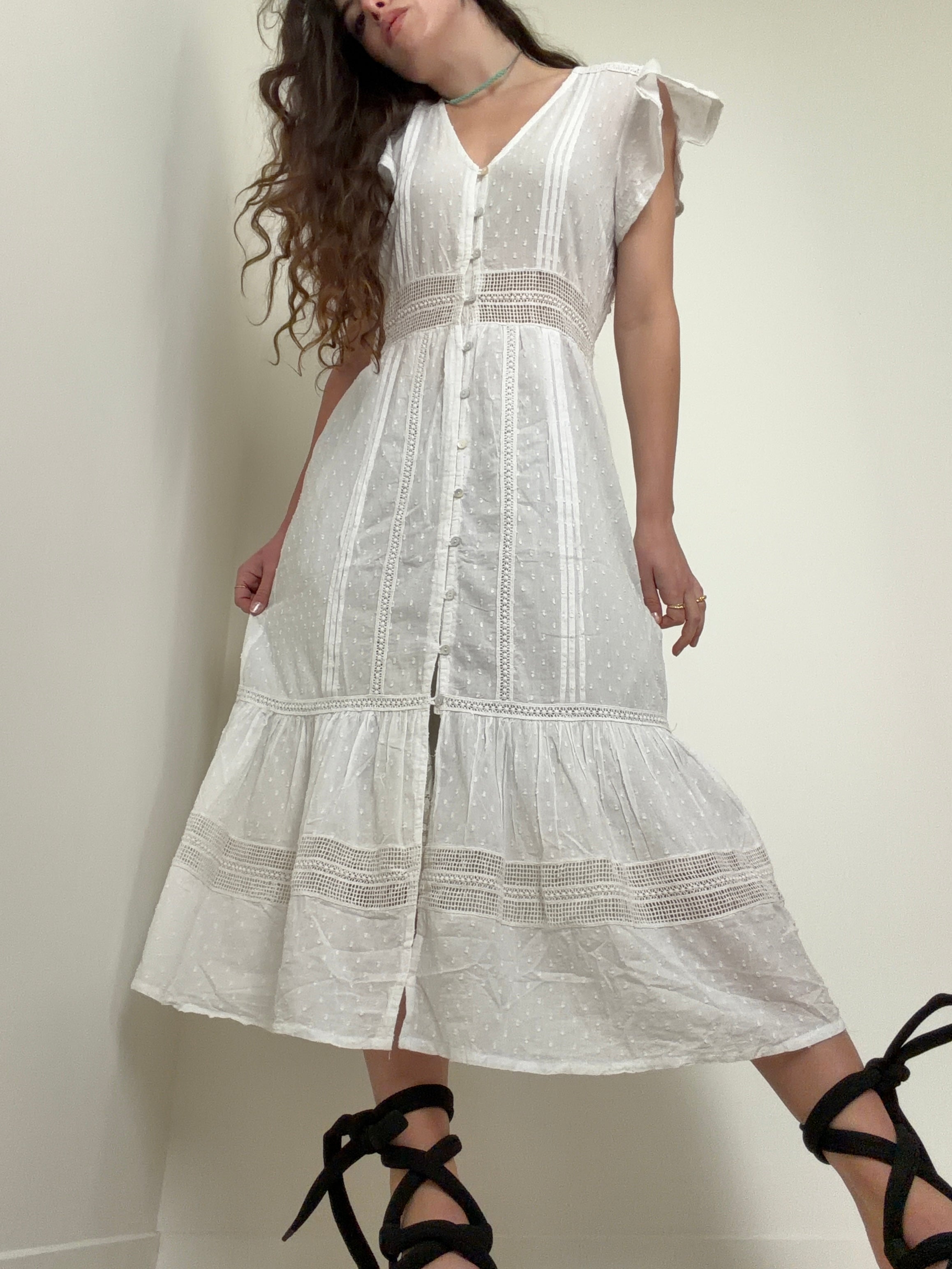 Nyla Beach Midi Dress White