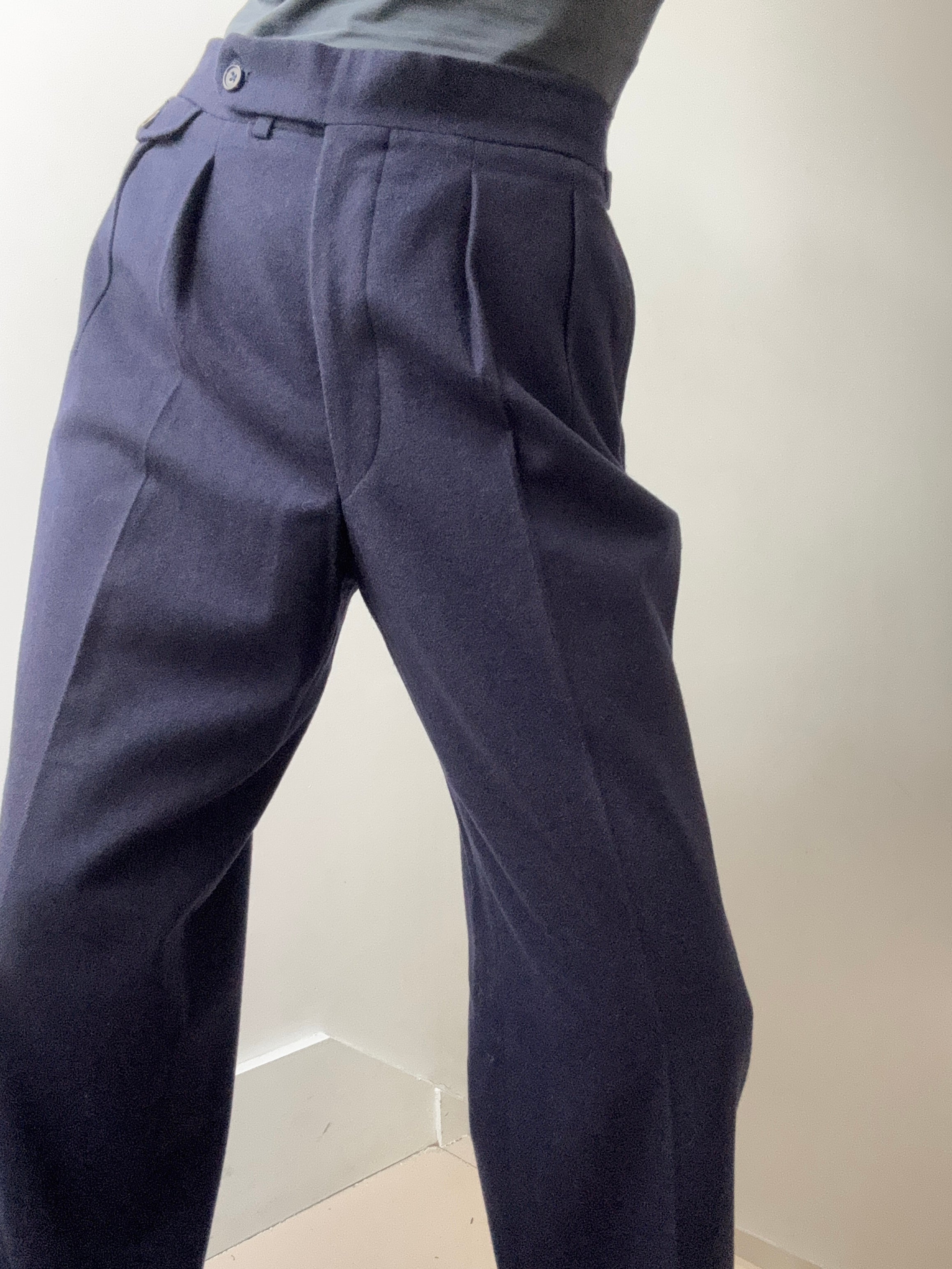 Vintage Navy Wool Stanbury Pants