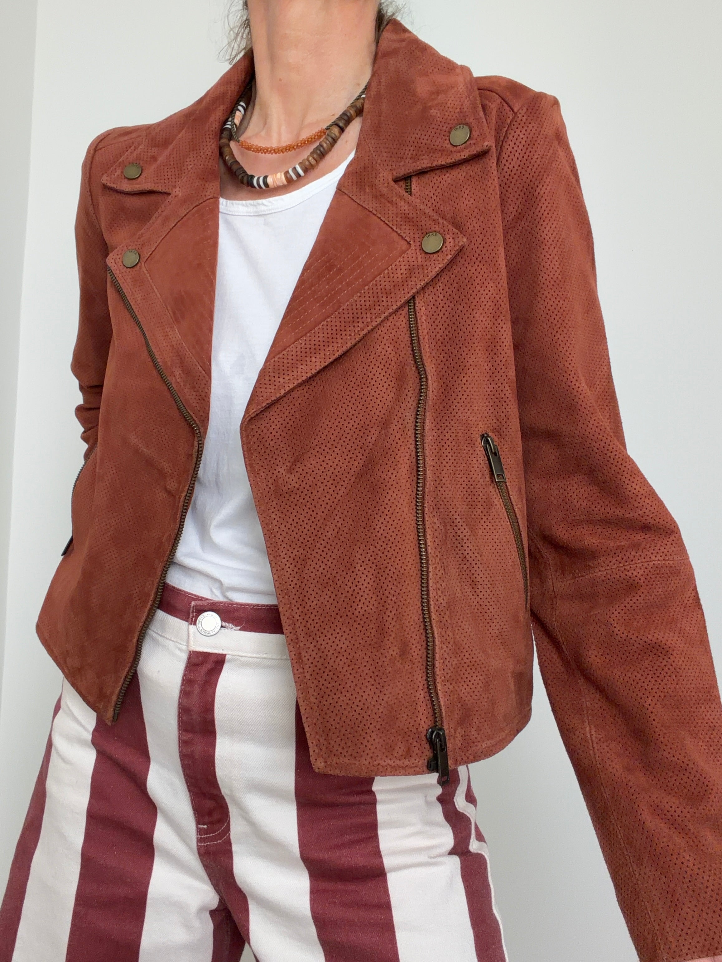 Perforated Suede Biker Jacket