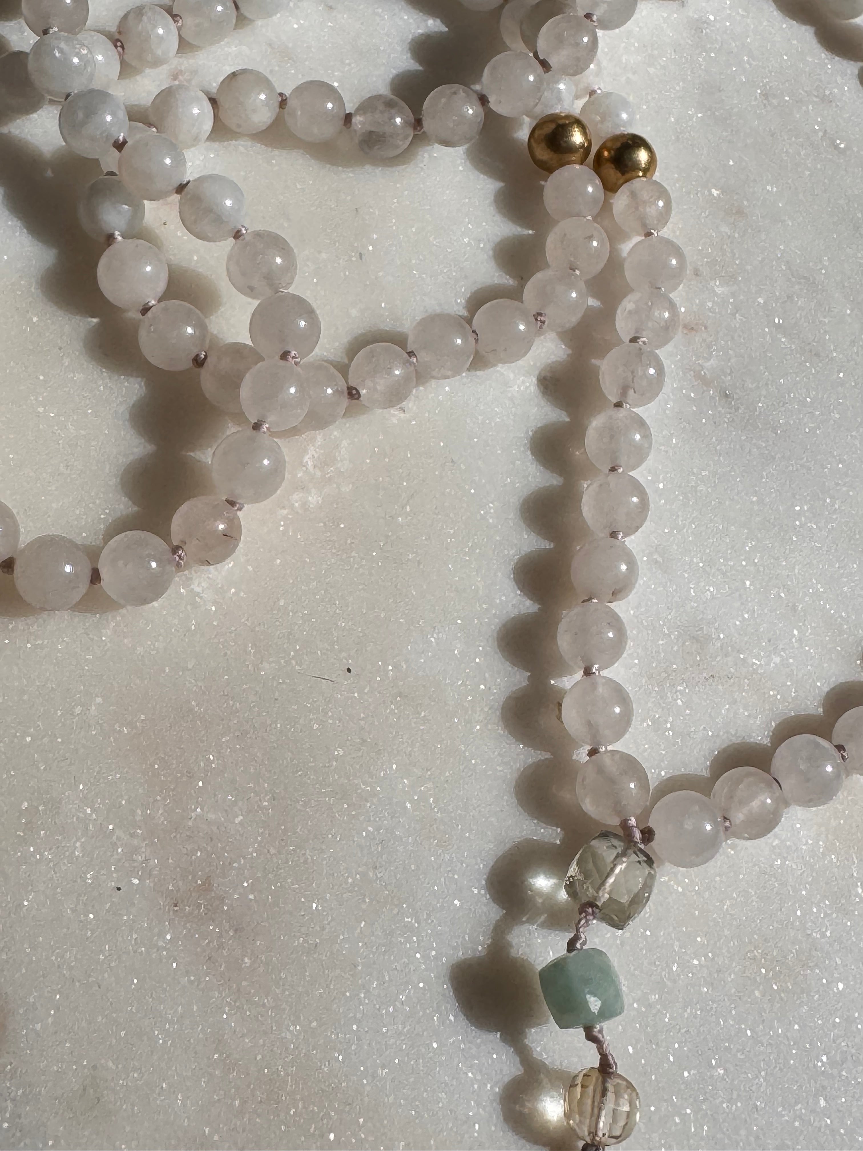 Ameythyst Moonstone Mala Beads