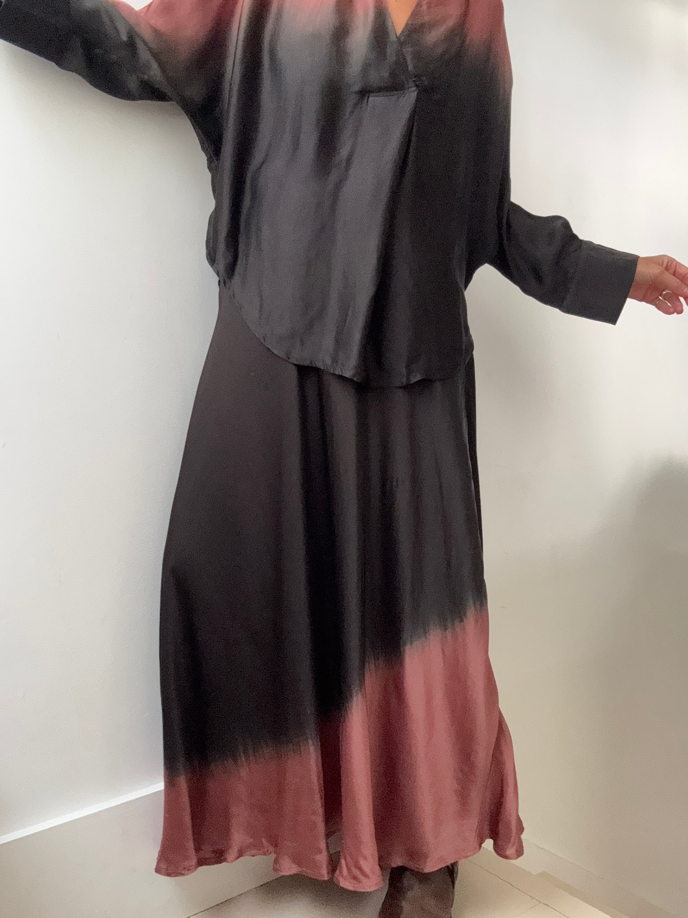 Silk Ombre Skirt Pecan