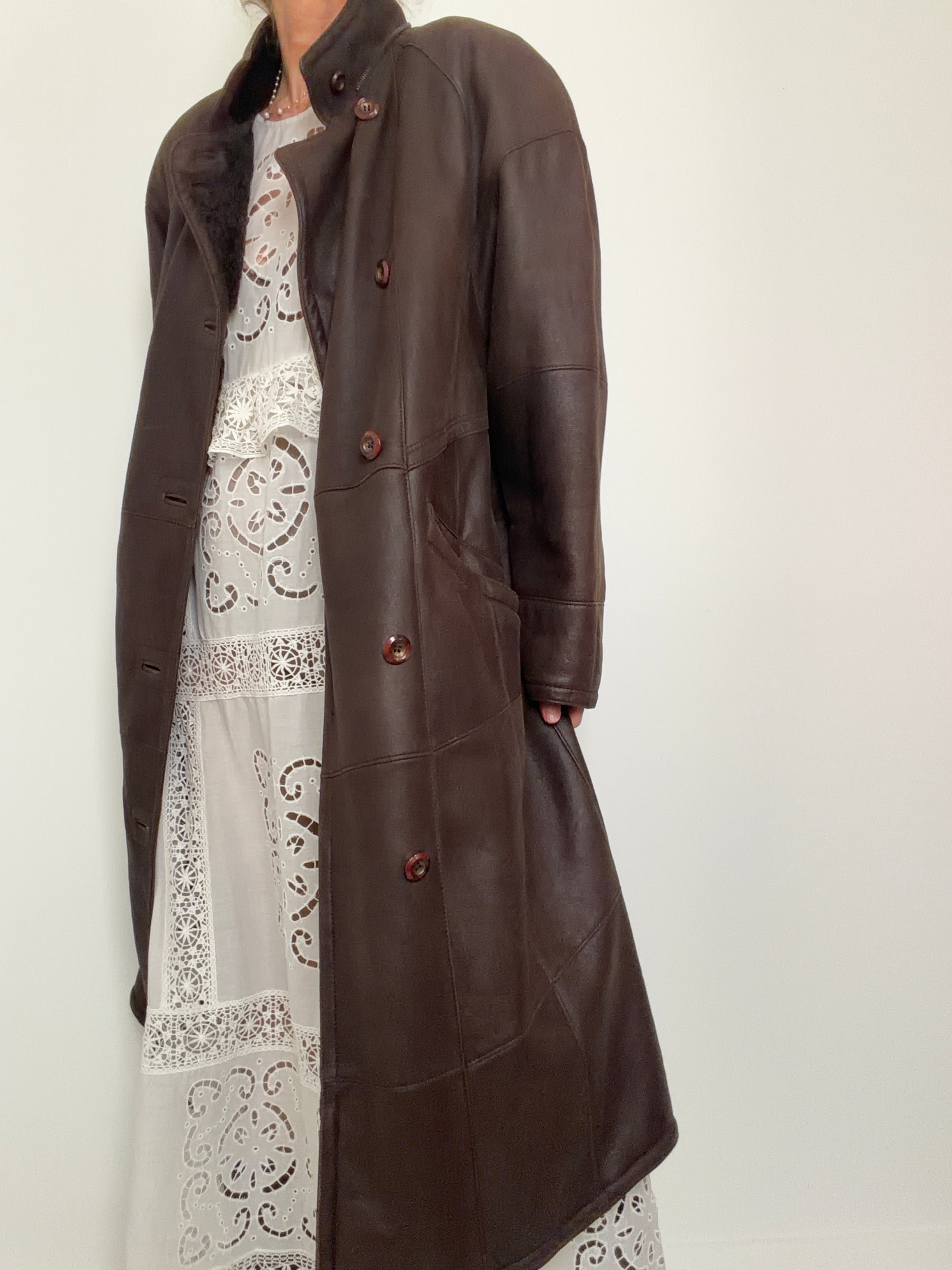 Vintage 80,s Shearling Maxi Coat