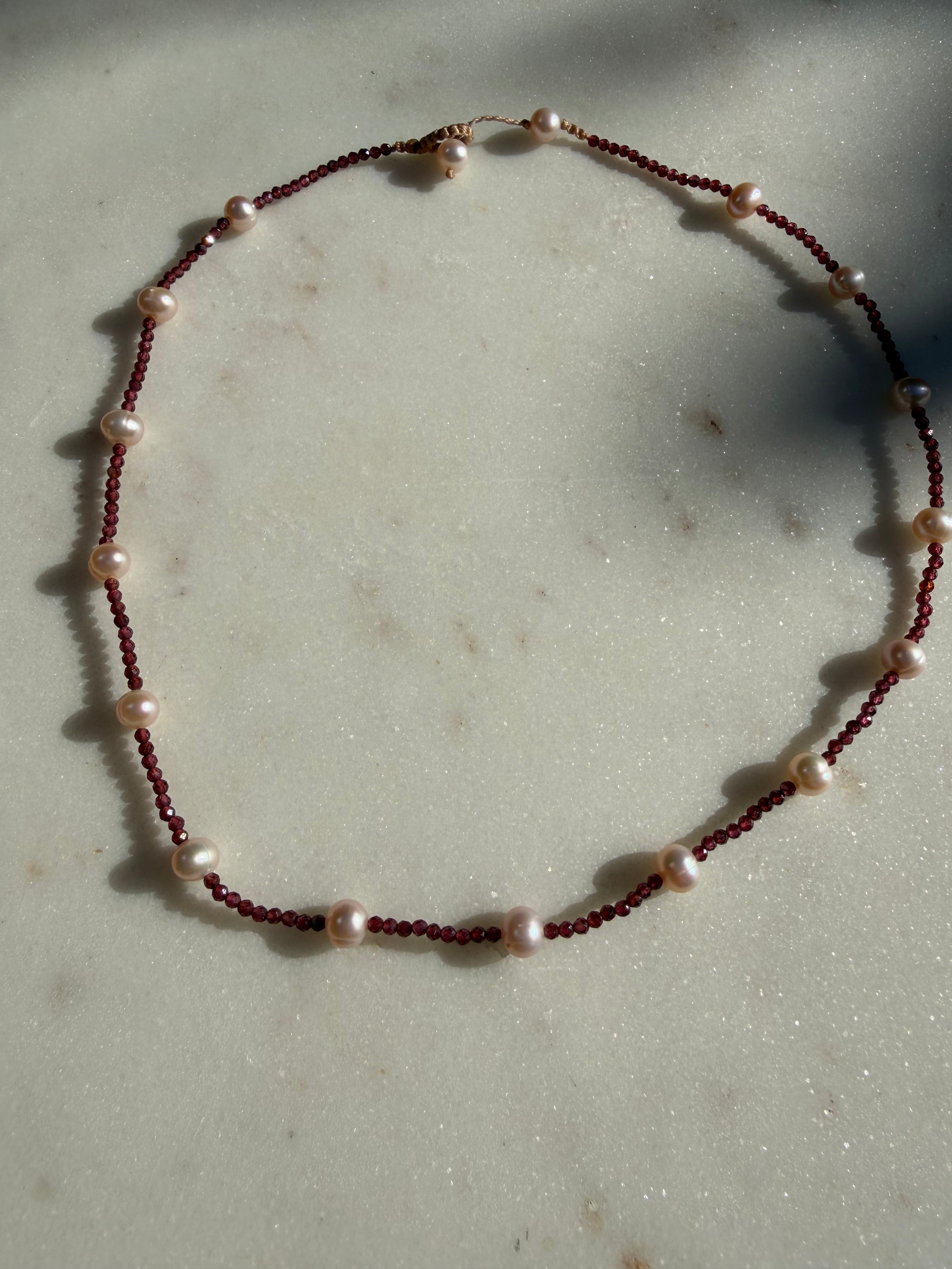 Garnet Pearl Necklace