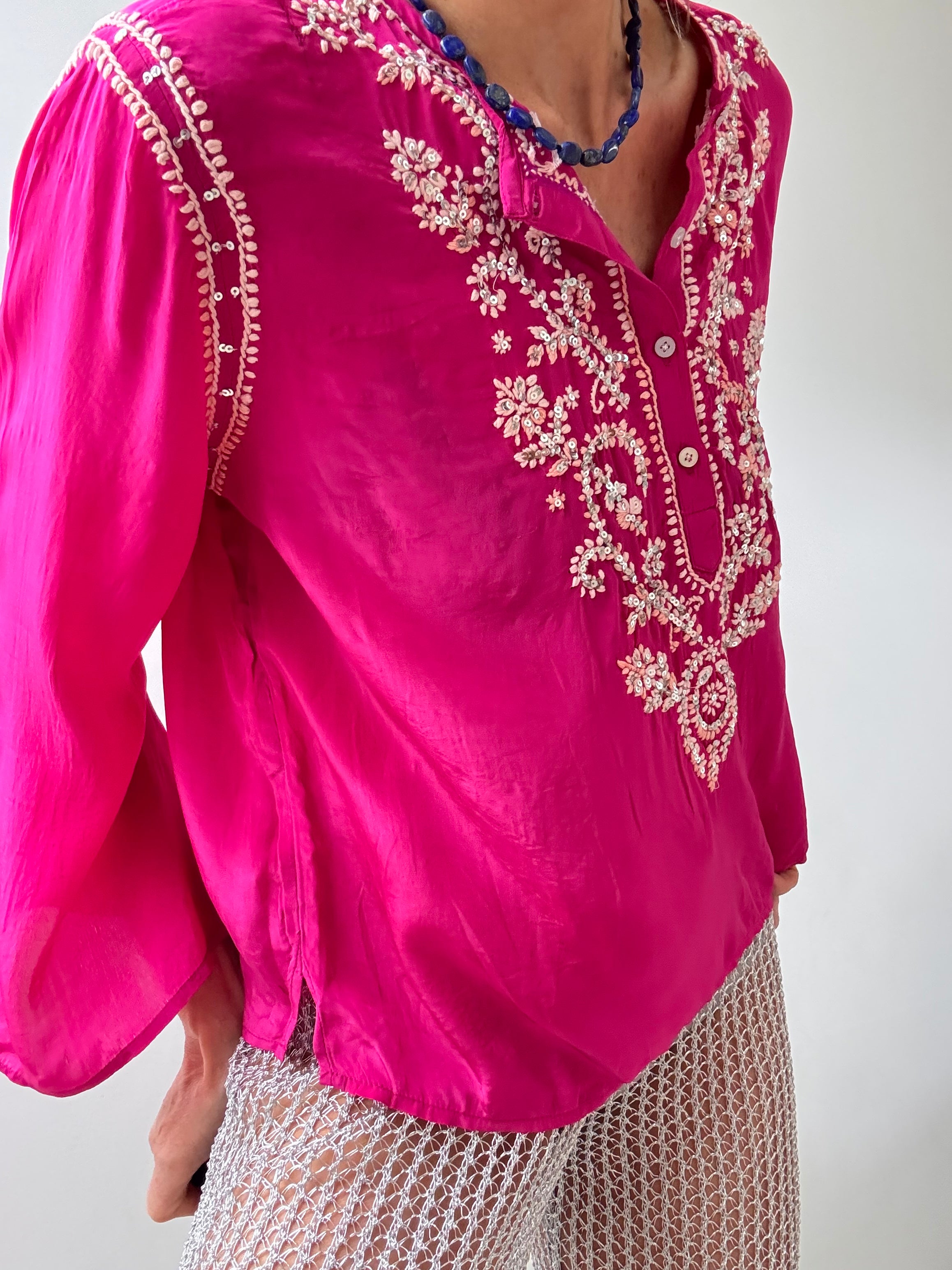 Jewel Pink Embroidered Top