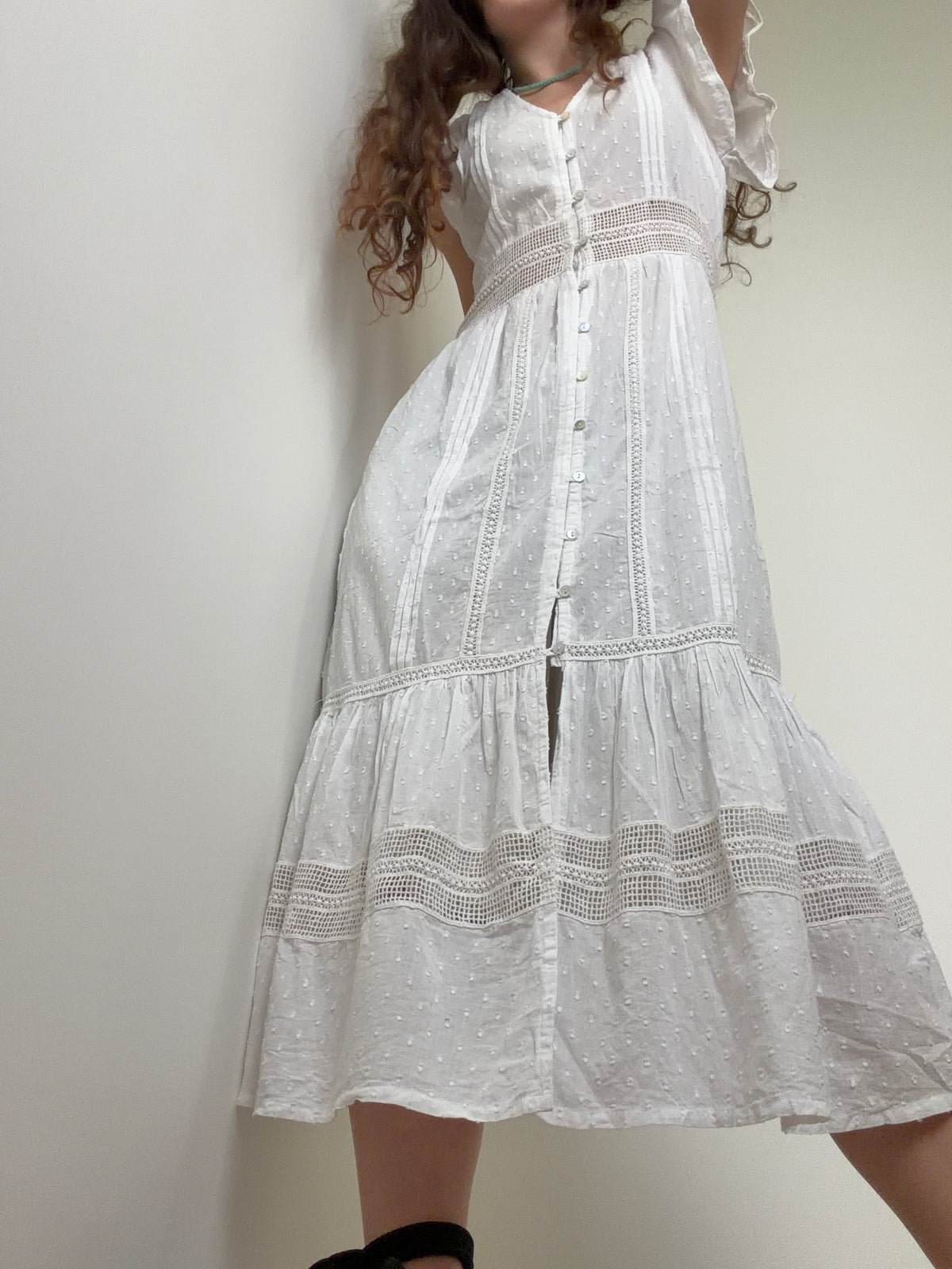 Nyla Beach Midi Dress White