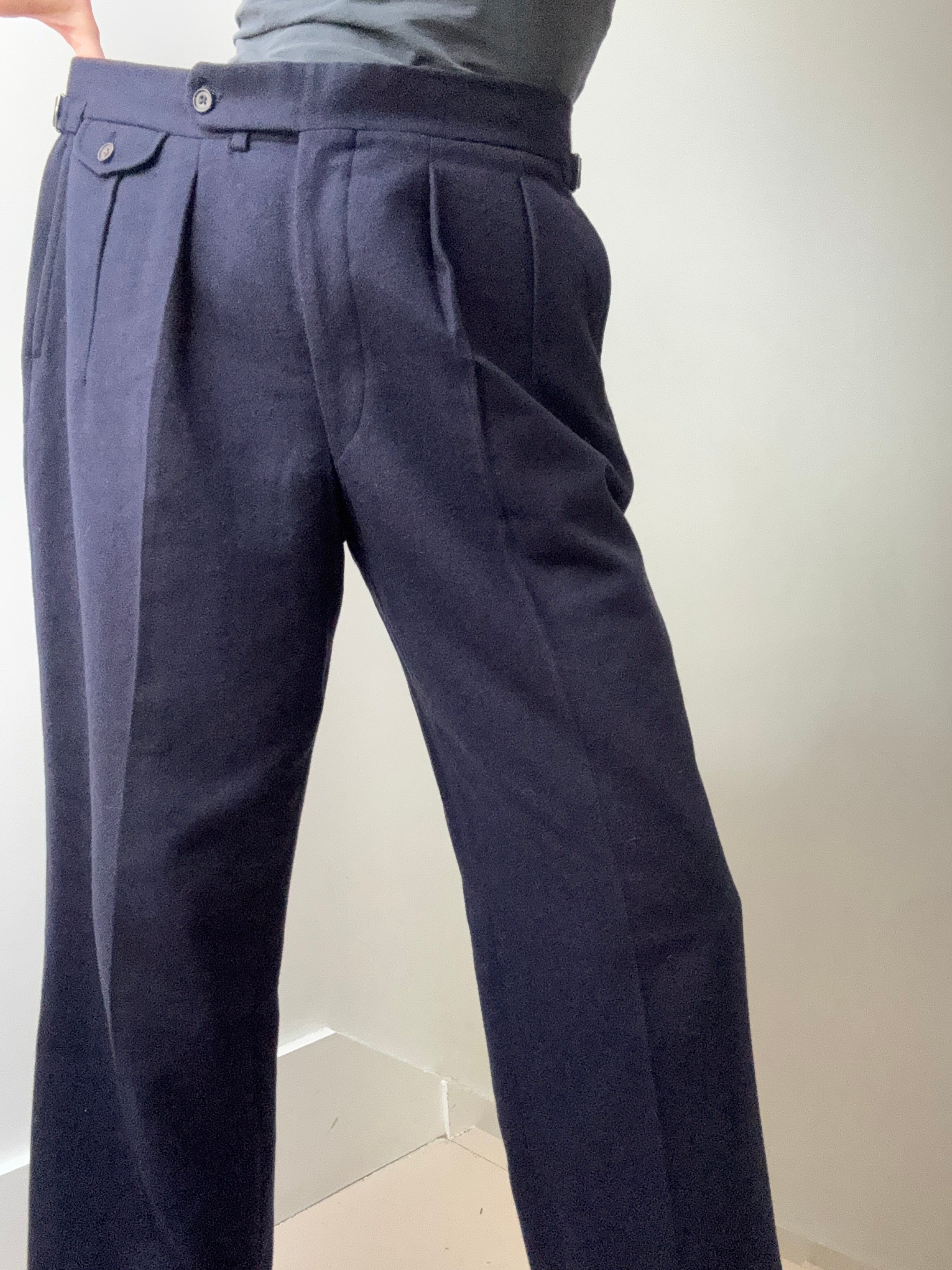 Vintage Navy Wool Stanbury Pants