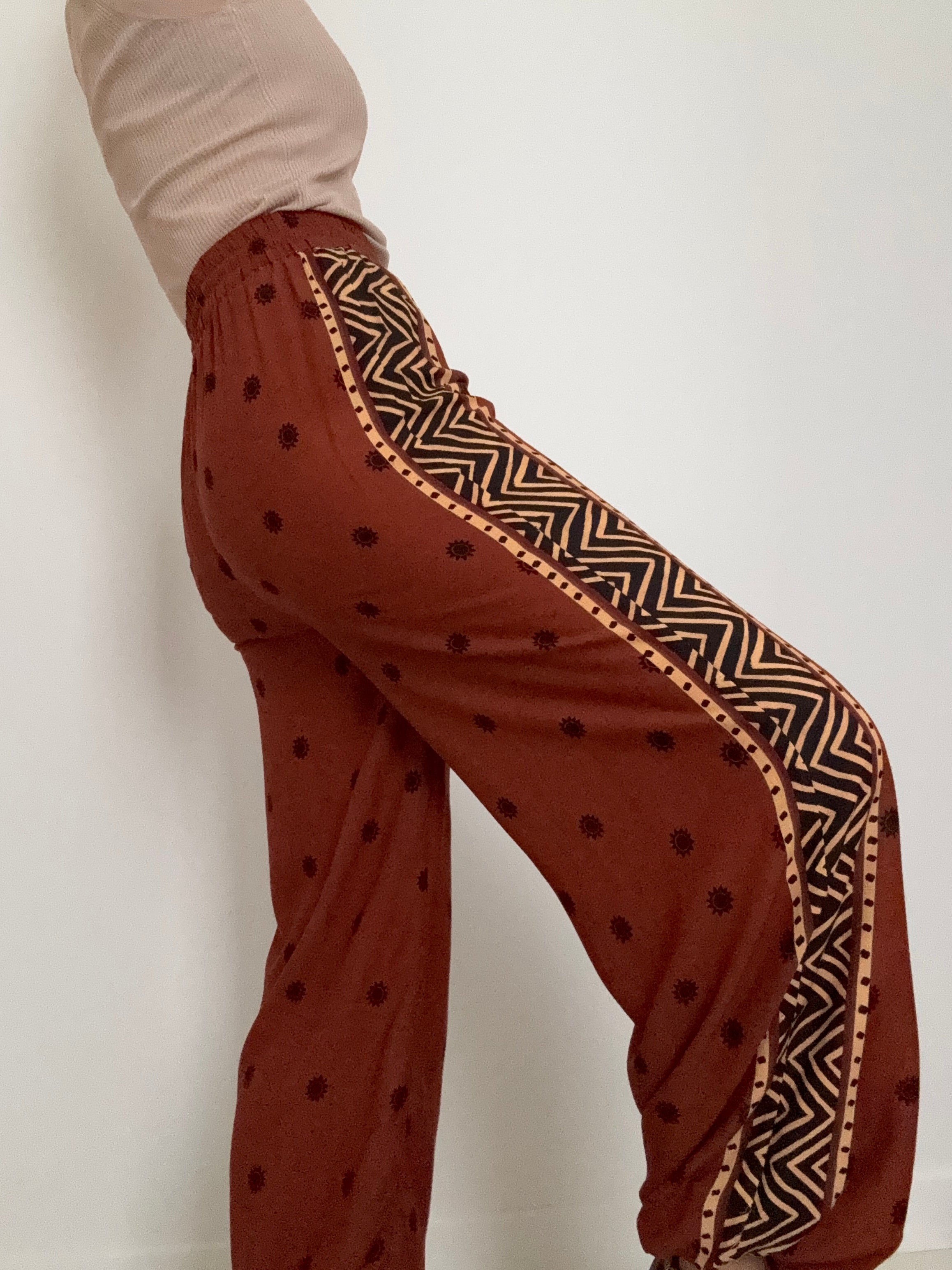 Tropical Sun Printed Balloon Pants Brown