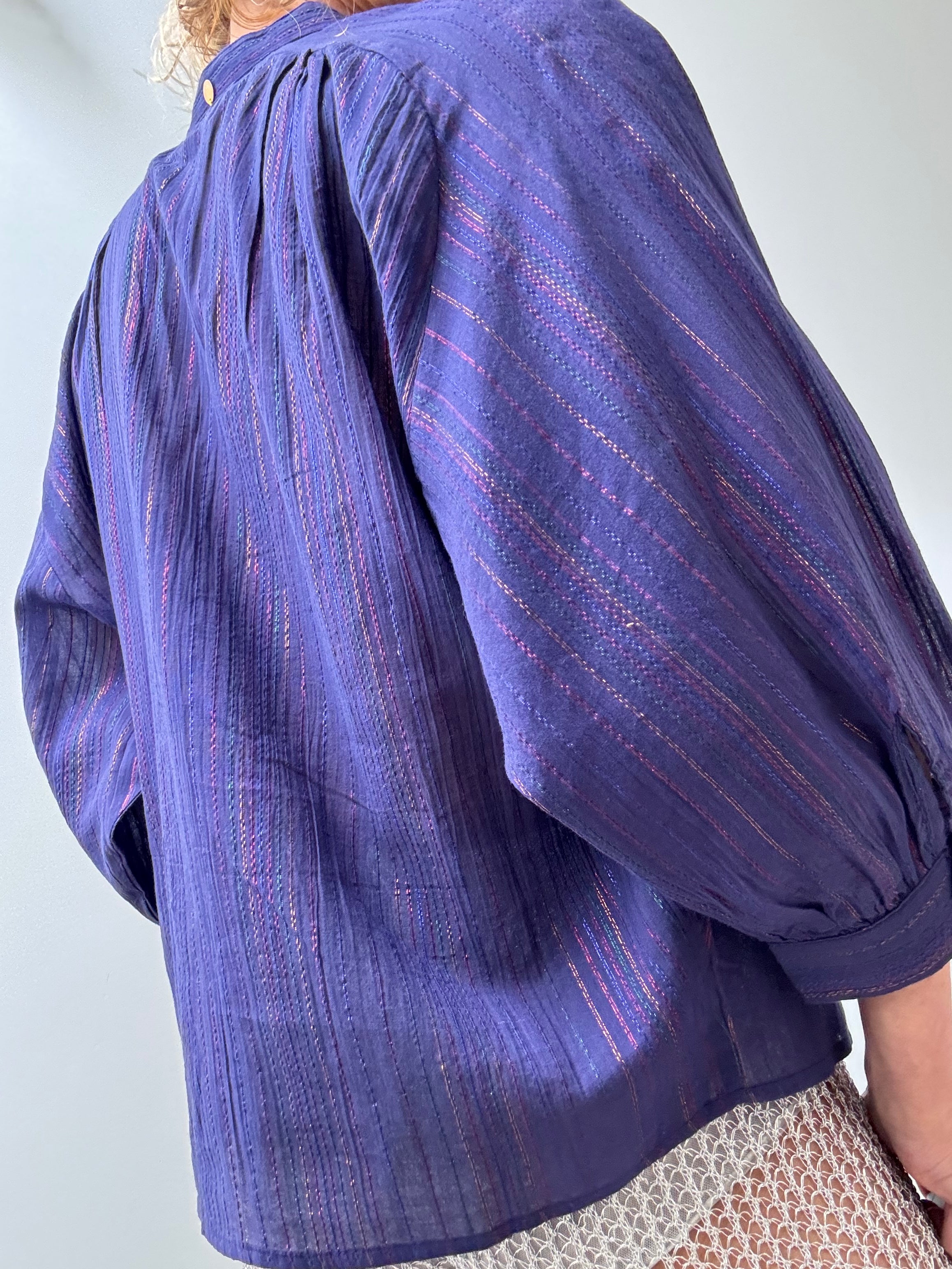 Cotton Gauze Lurex Shirt Purple