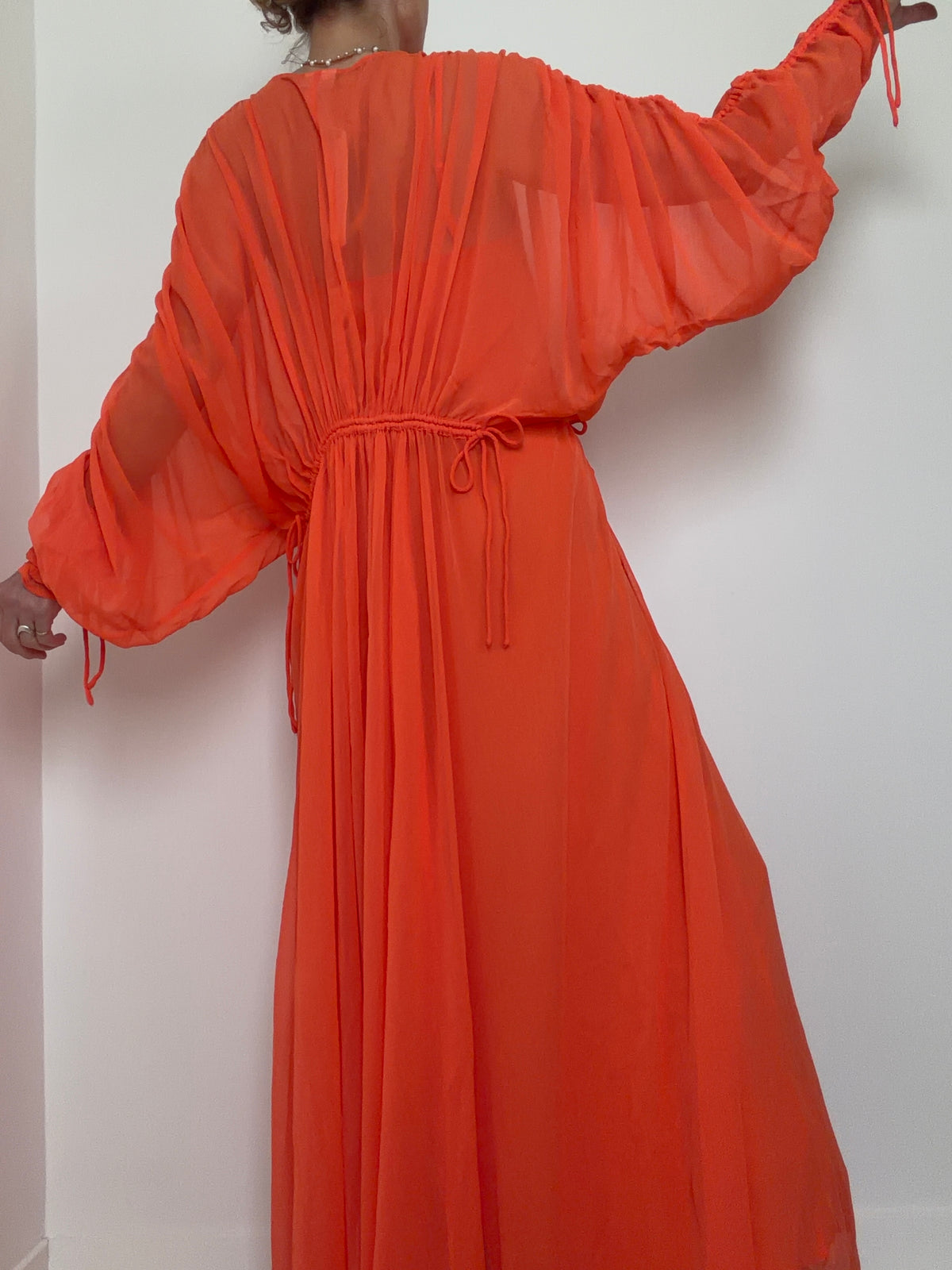 Coral Chiffon Maxi Dress