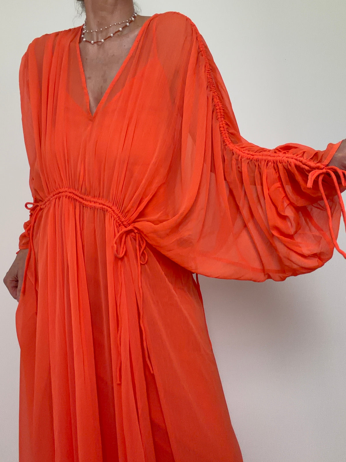 Coral Chiffon Maxi Dress