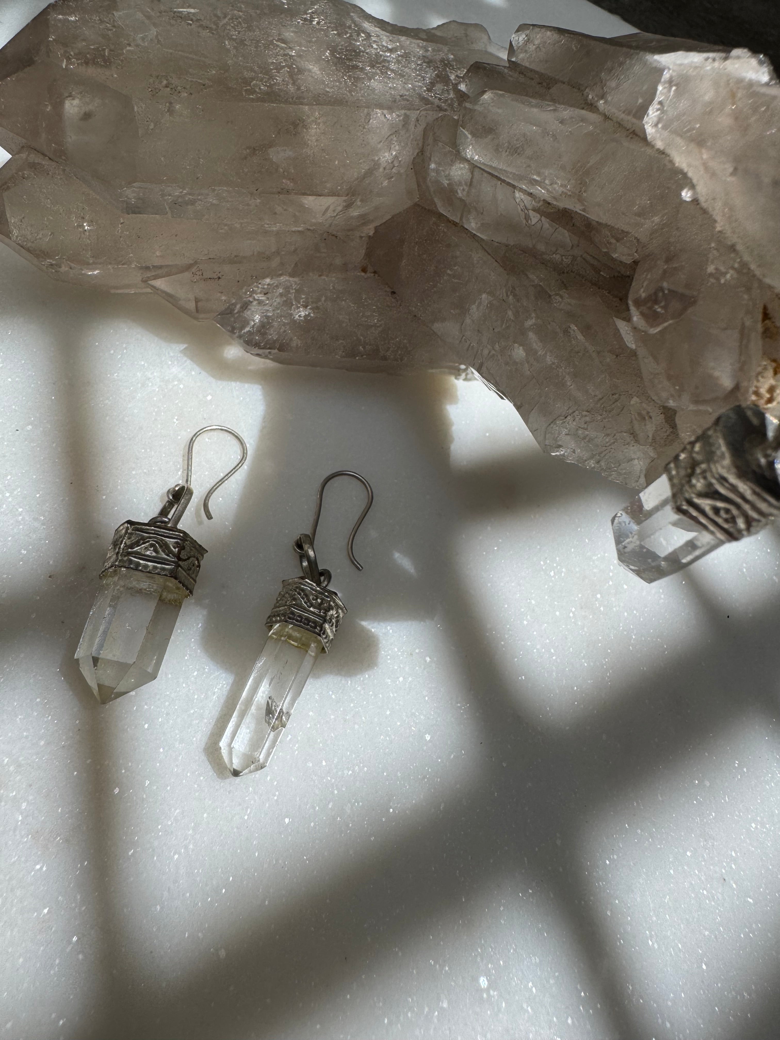 Quartz Crystal Single Drop Earring