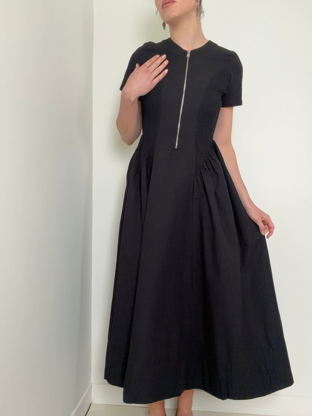Sheena Cotton Midi Dress Black