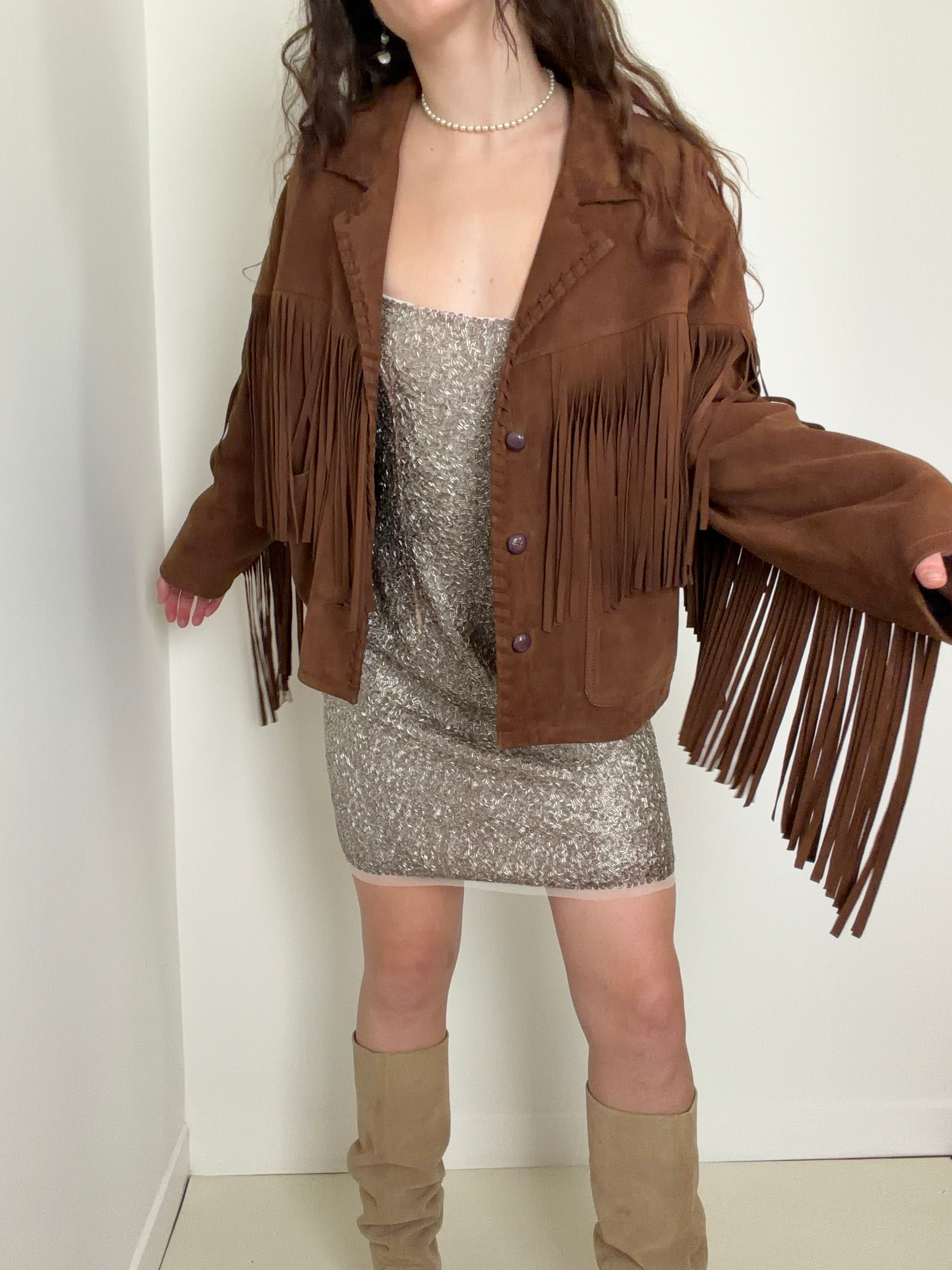 Brown Suede Fringed Jacket
