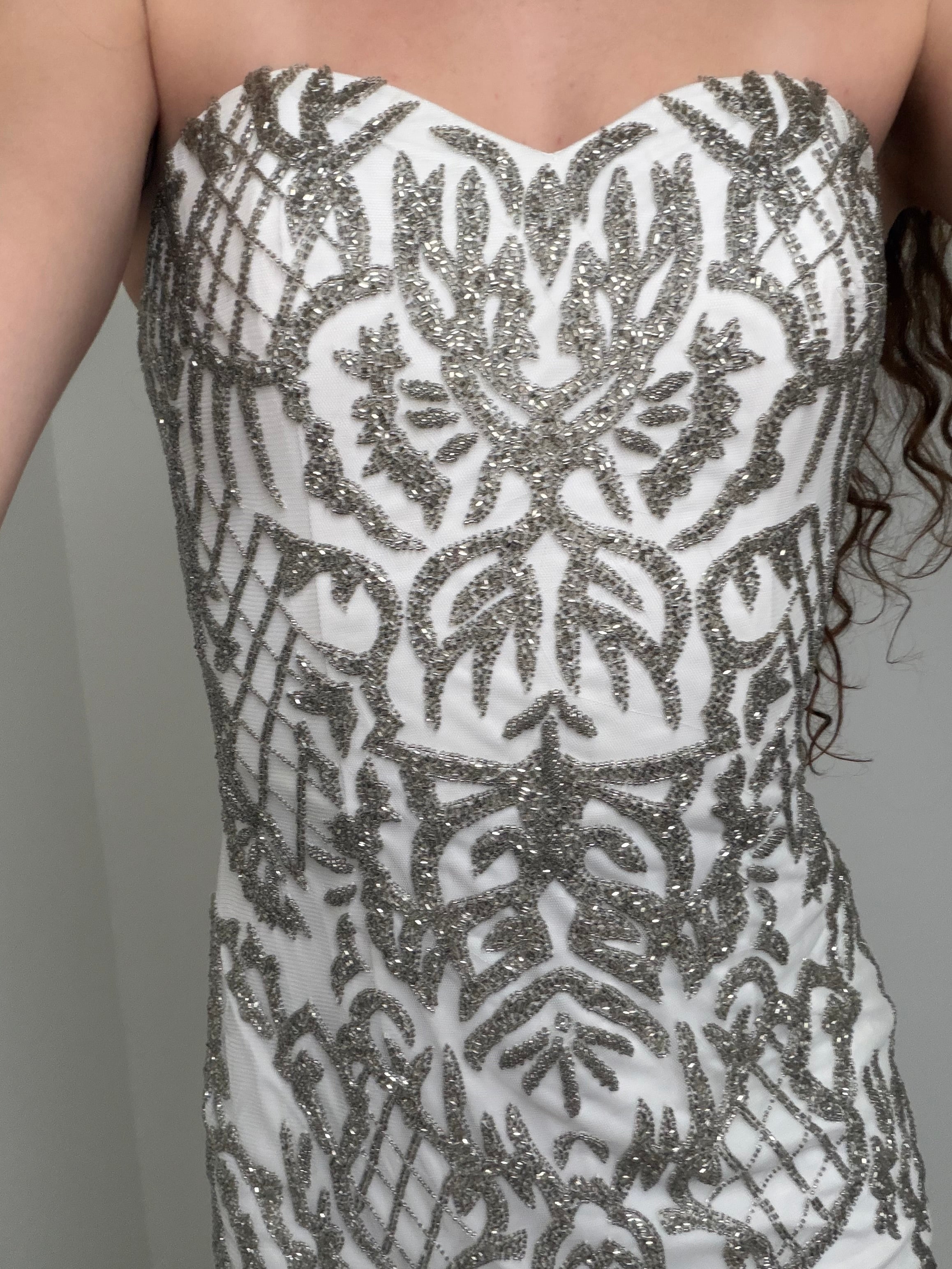 Strapless Silver Sequin Mini