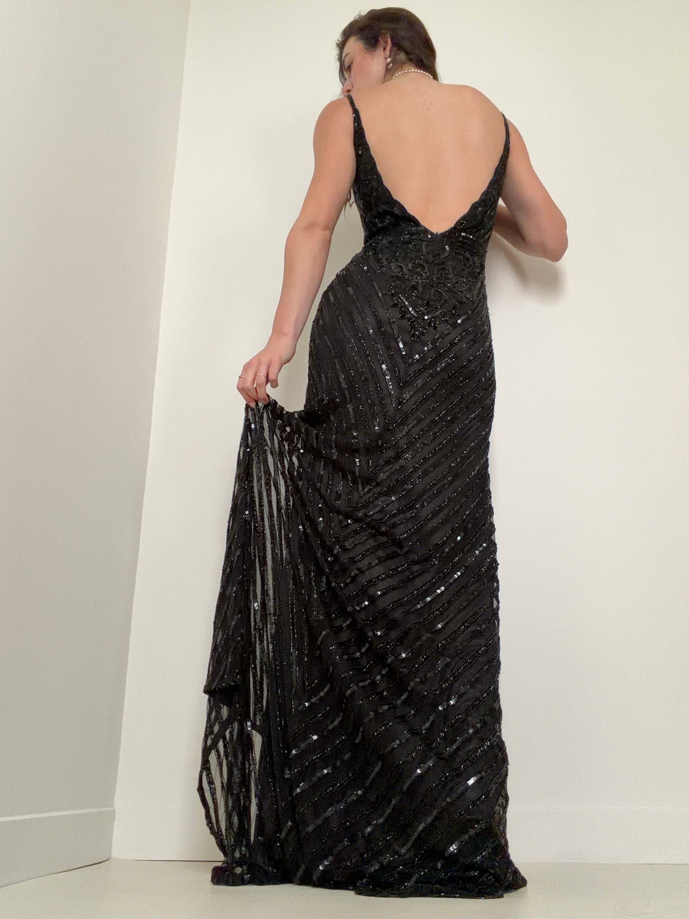 Morticia Addams Sequin Maxi