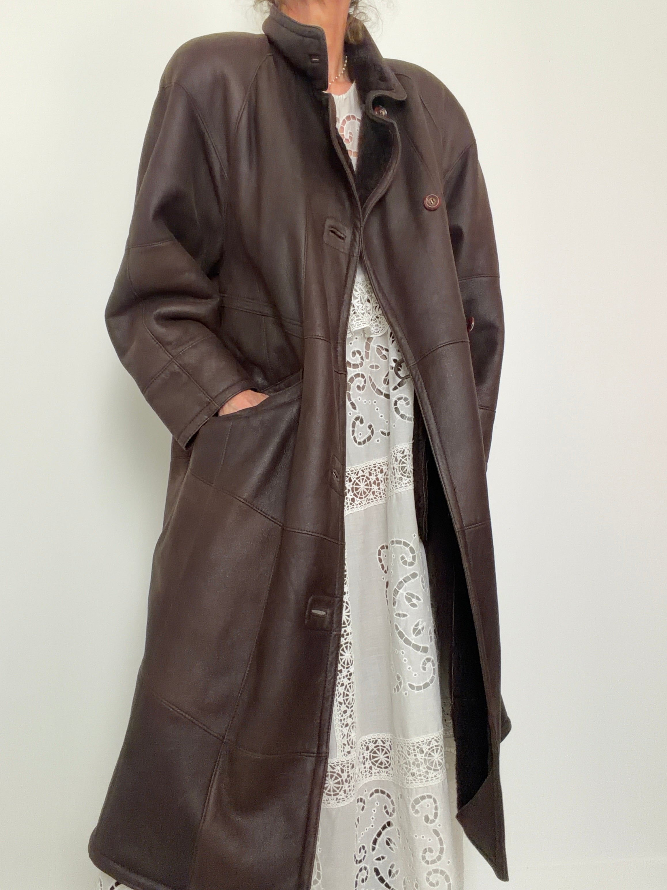 Vintage 80,s Shearling Maxi Coat