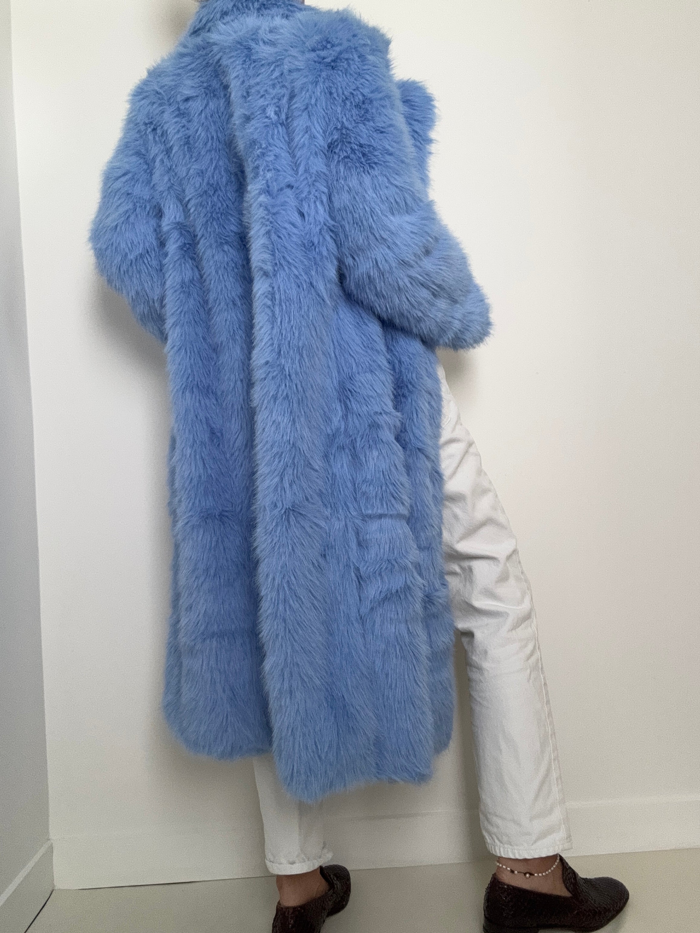 Sky Blue Rabbit Fur Coat
