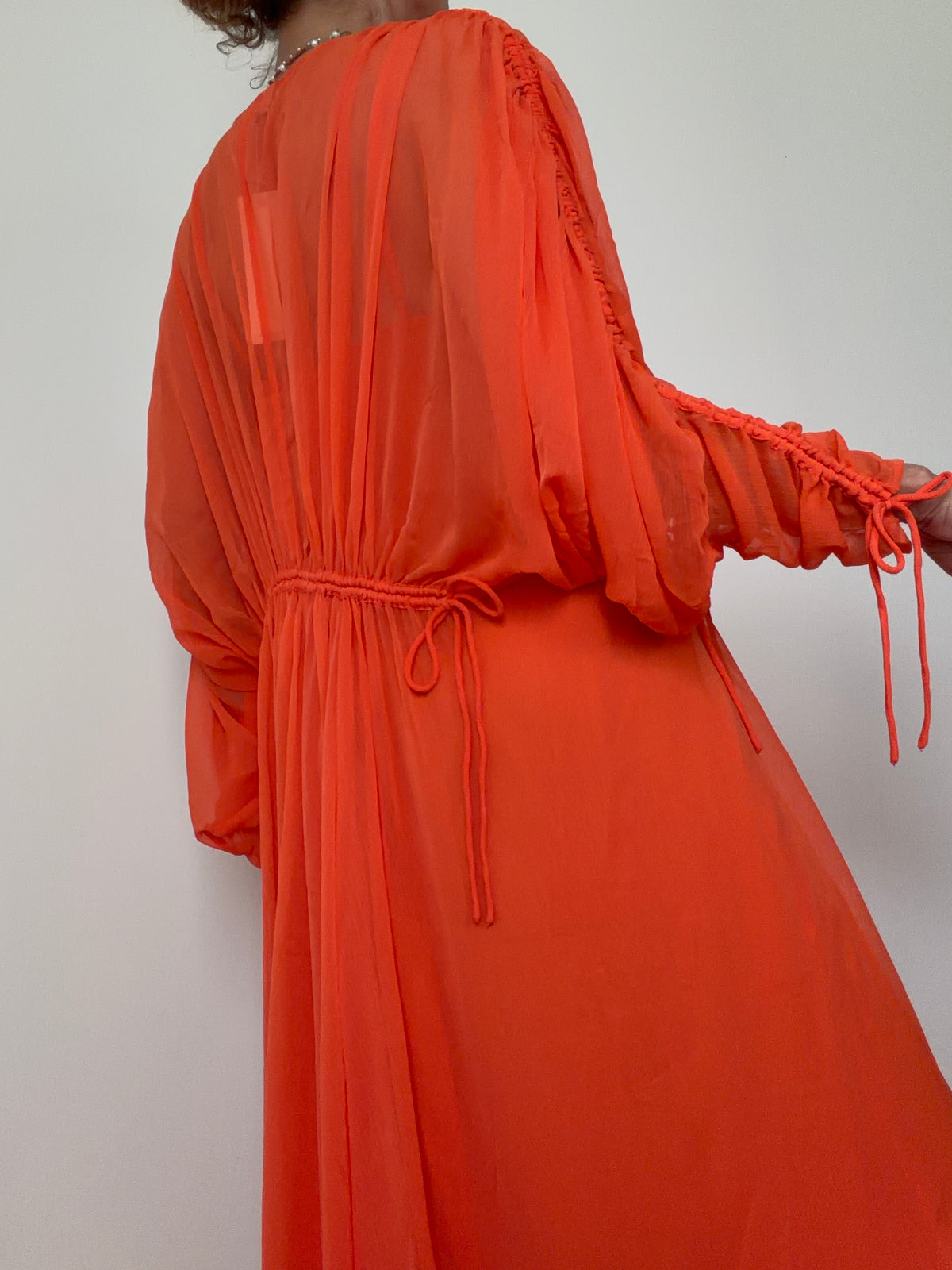 Coral Chiffon Maxi Dress