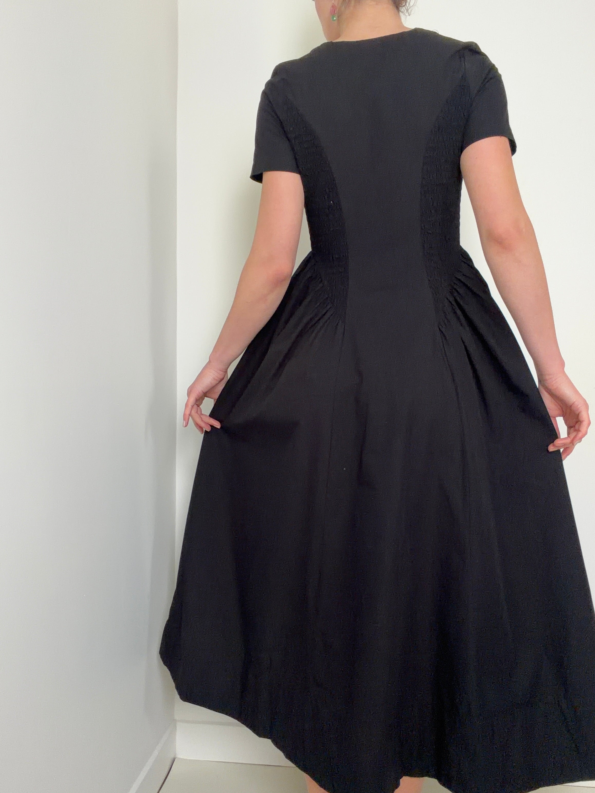 Sheena Cotton Midi Dress Black