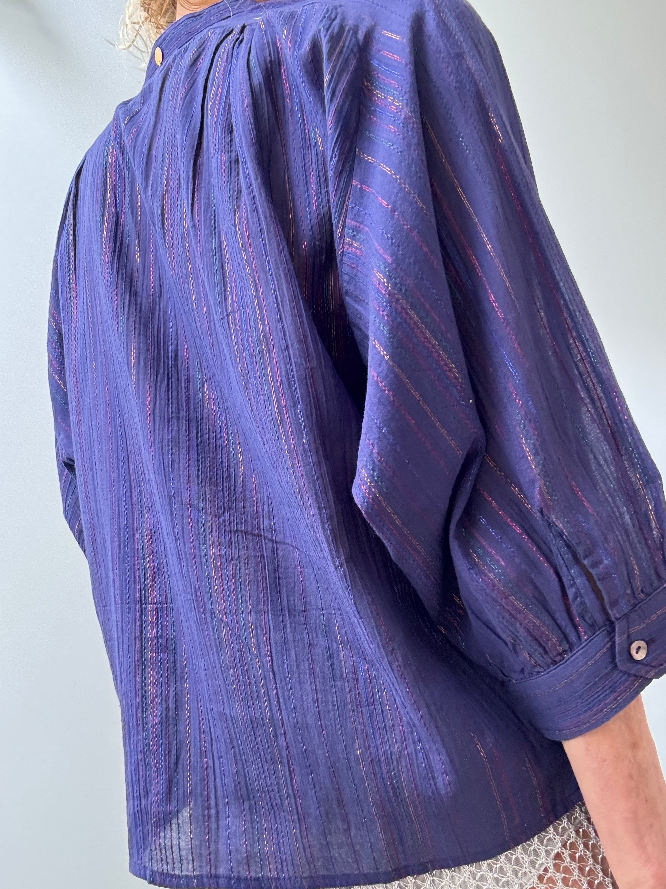 Cotton Gauze Lurex Shirt Purple