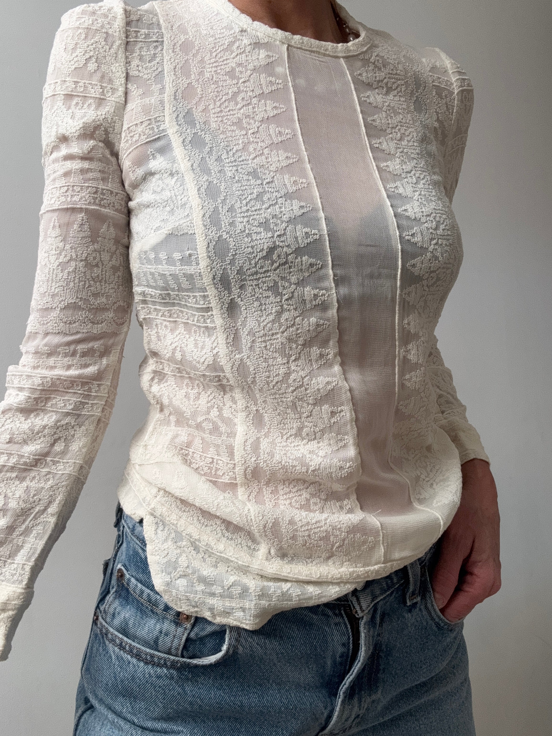 Long Sleeve Cream on Cream Top | Tops