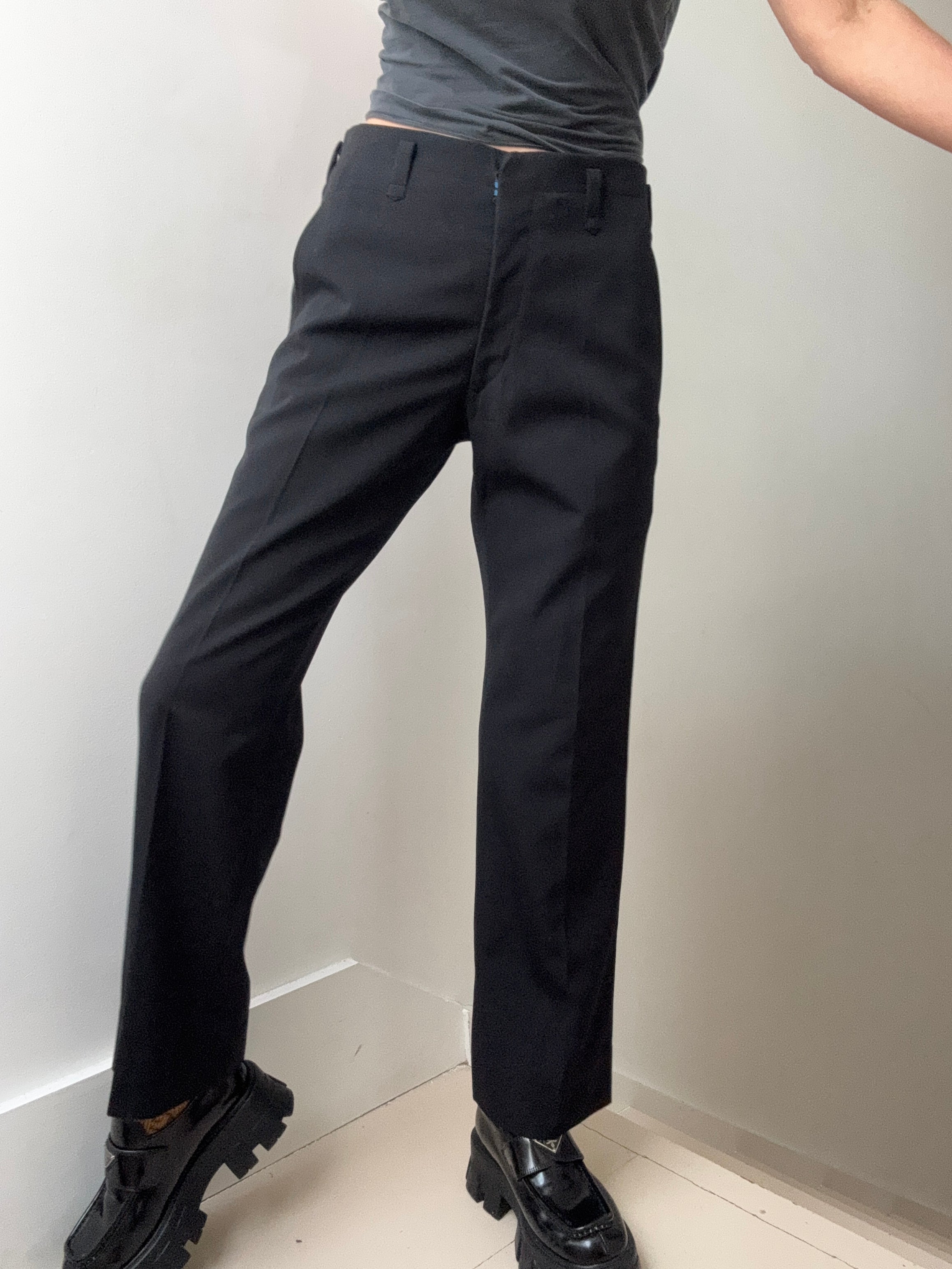 Vintage Crisp Black Wool Pants