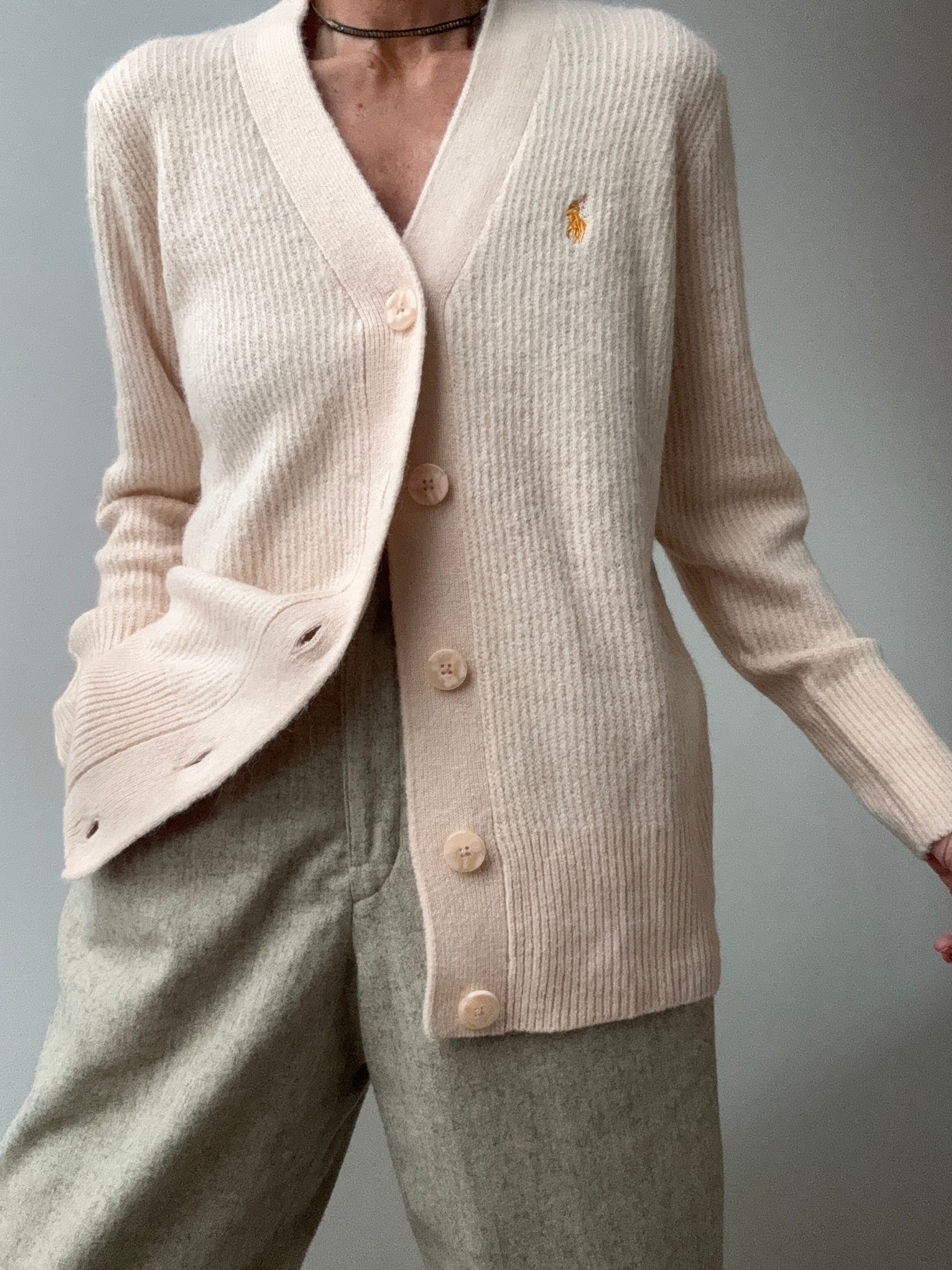 Ralph Lauren Soft Ribbed Cardigan Blush