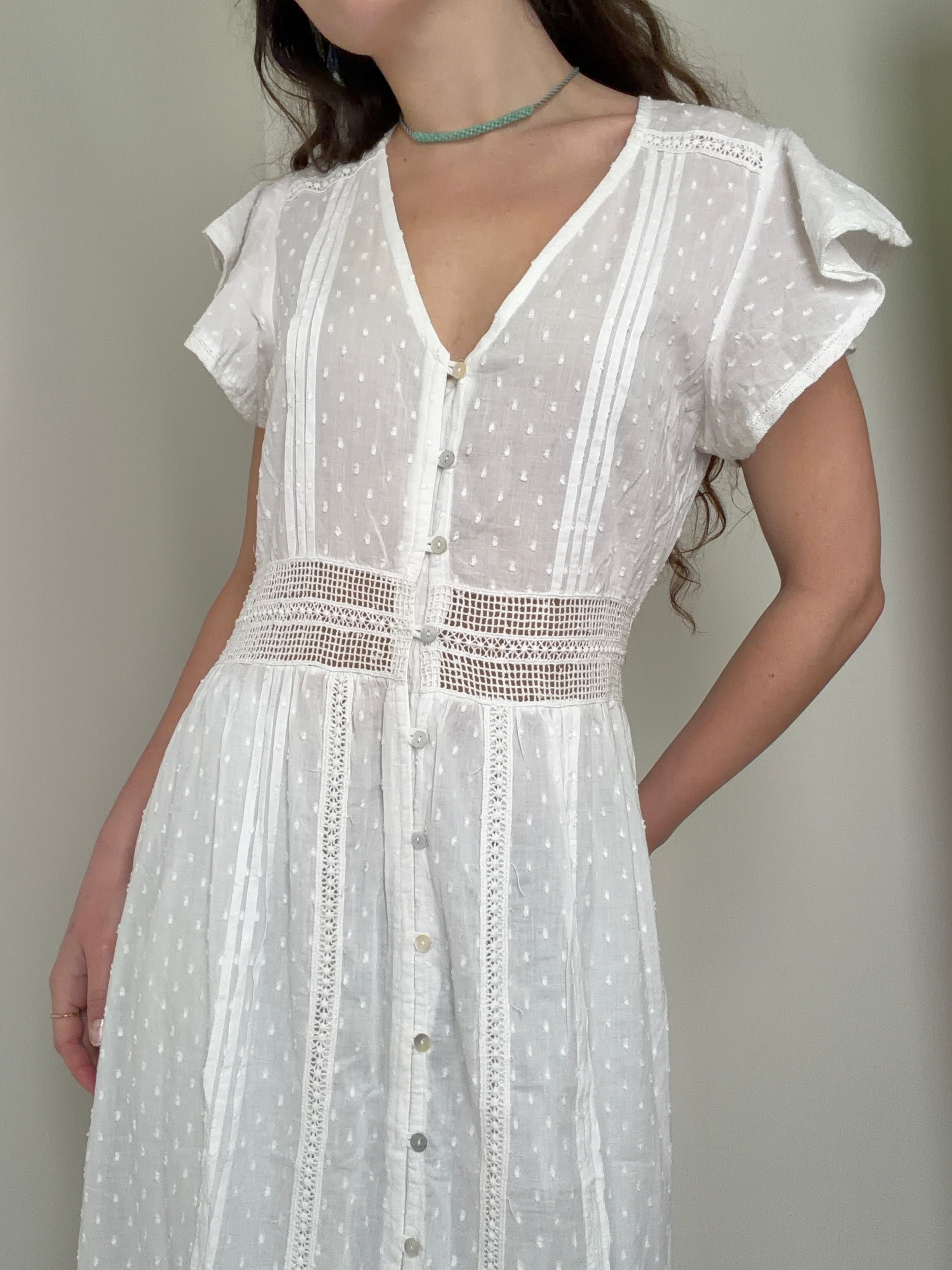 Nyla Beach Midi Dress White