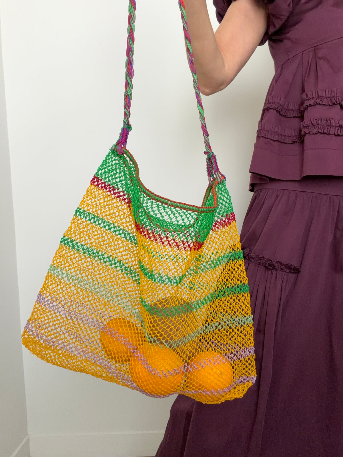 Handmade Nylon Bag Multi Yellow
