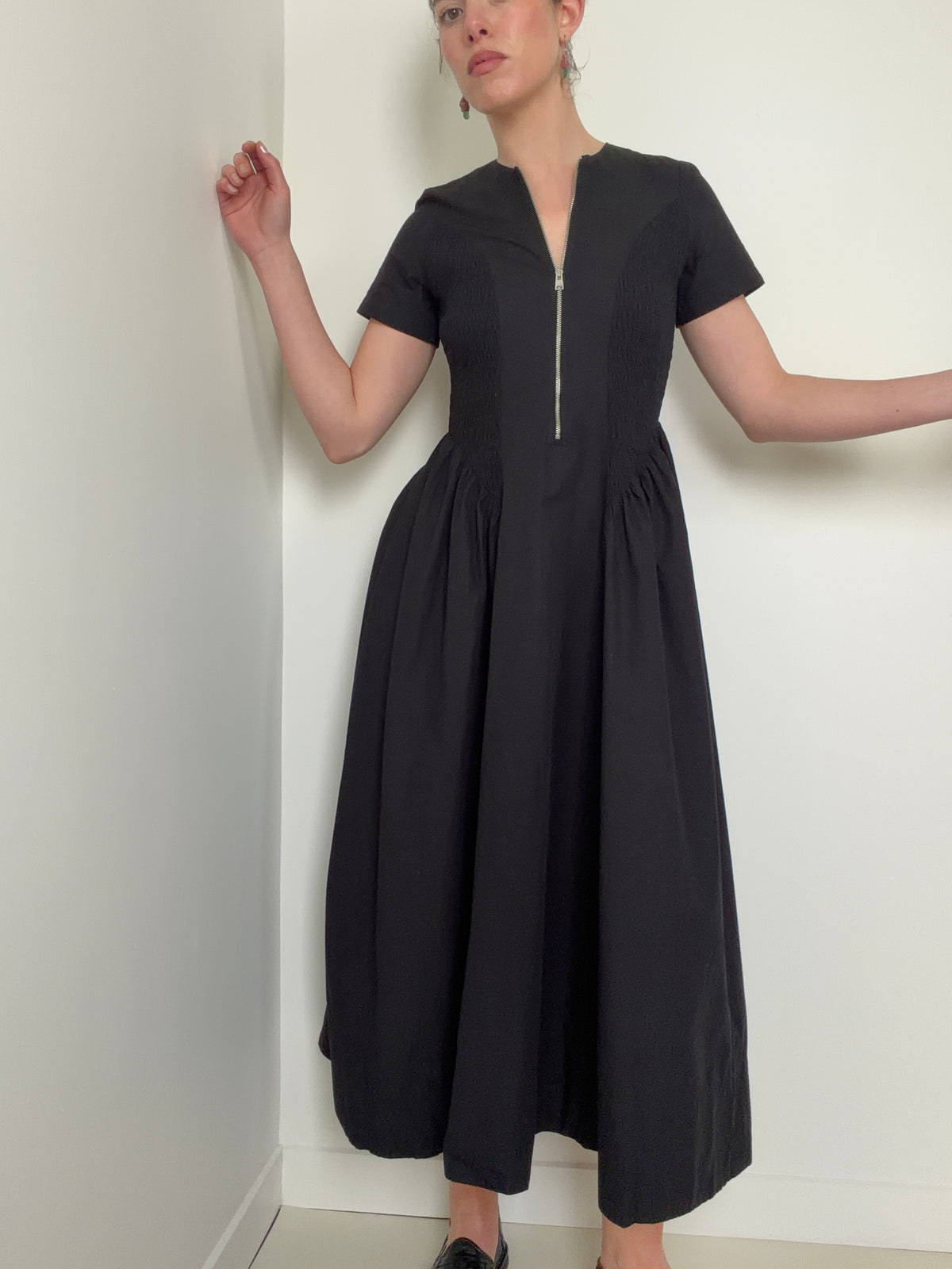 Sheena Cotton Midi Dress Black
