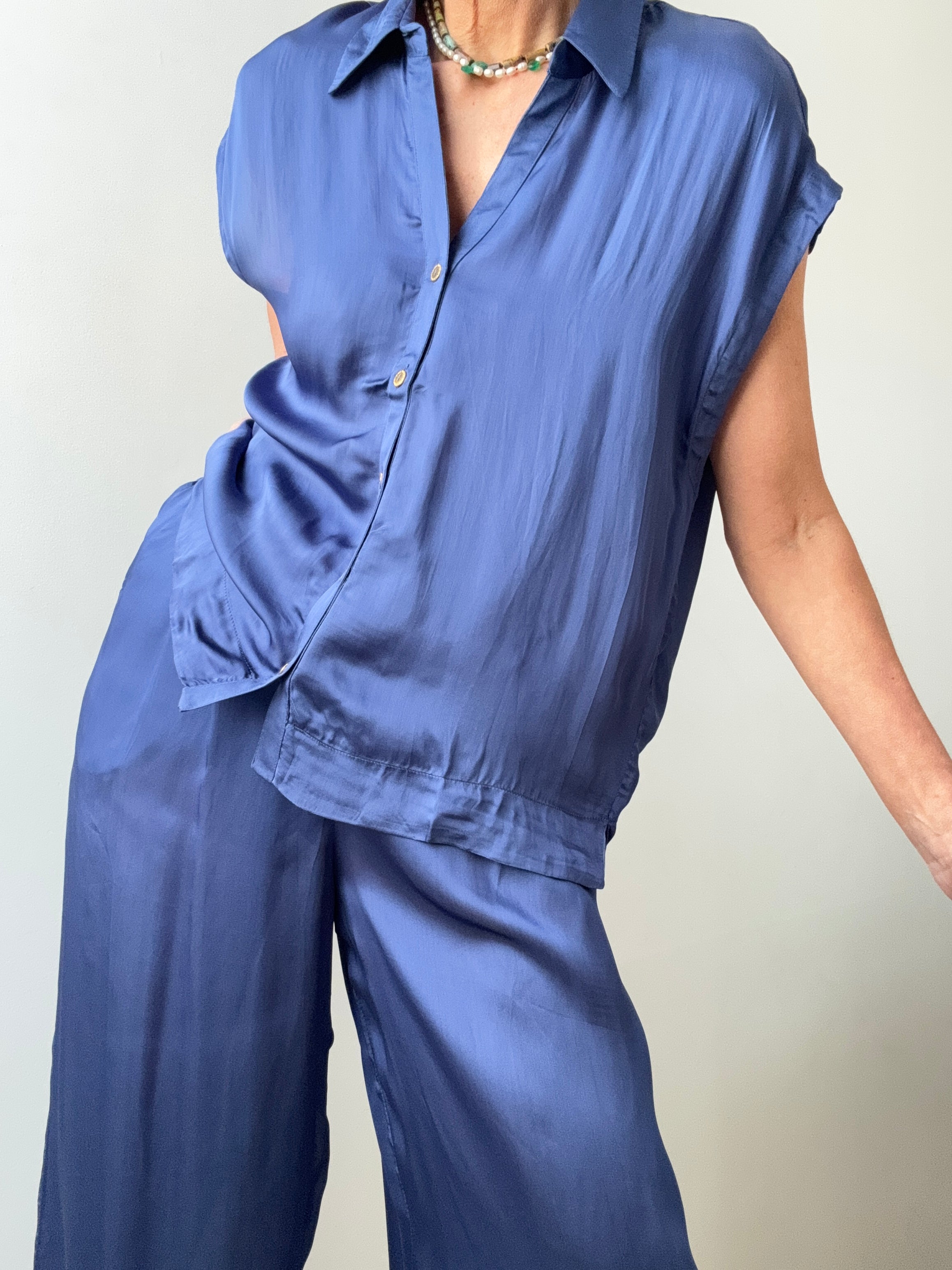 Lola Casademunt Satin Shirt Blue