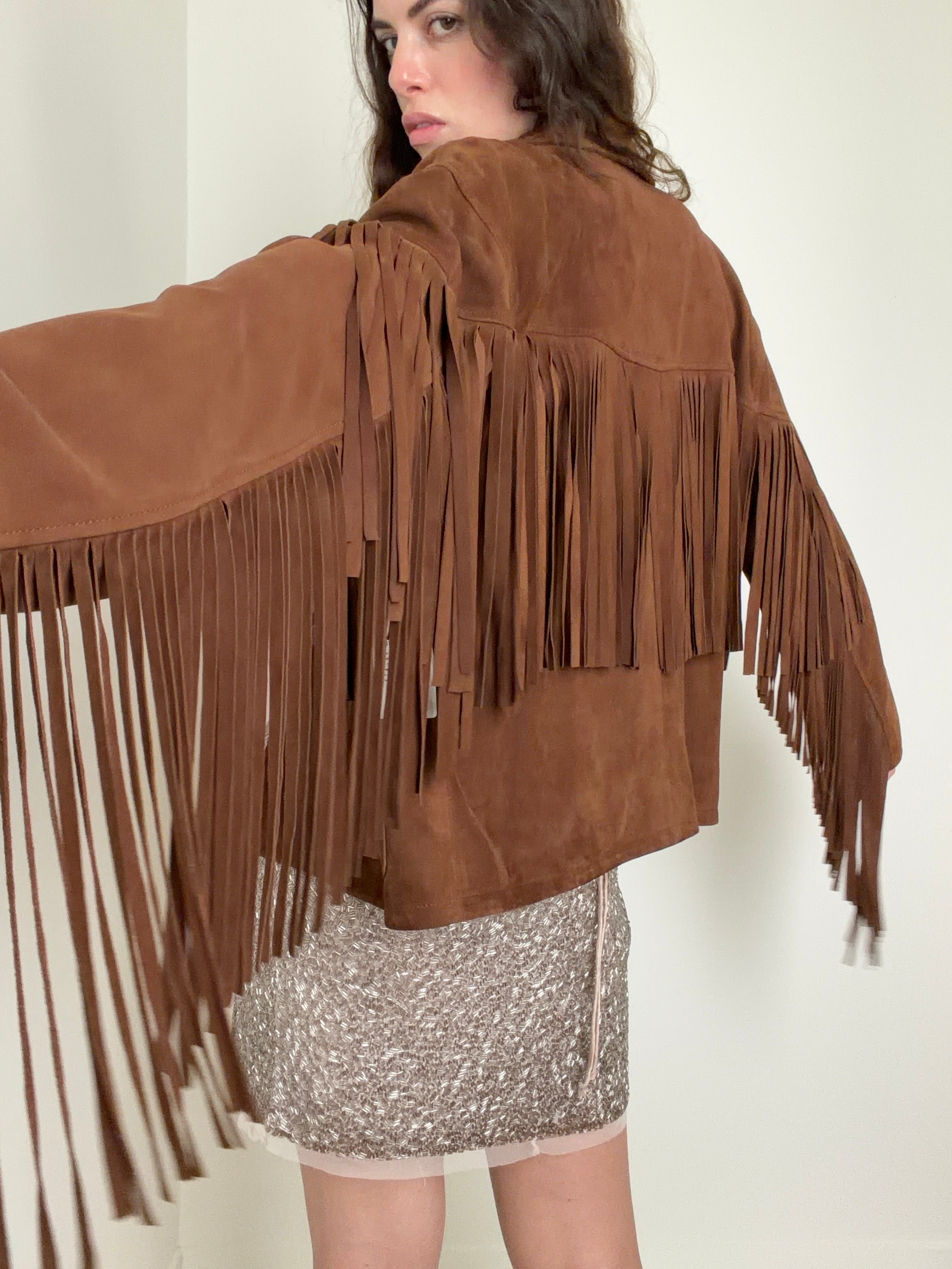 Brown Suede Fringed Jacket