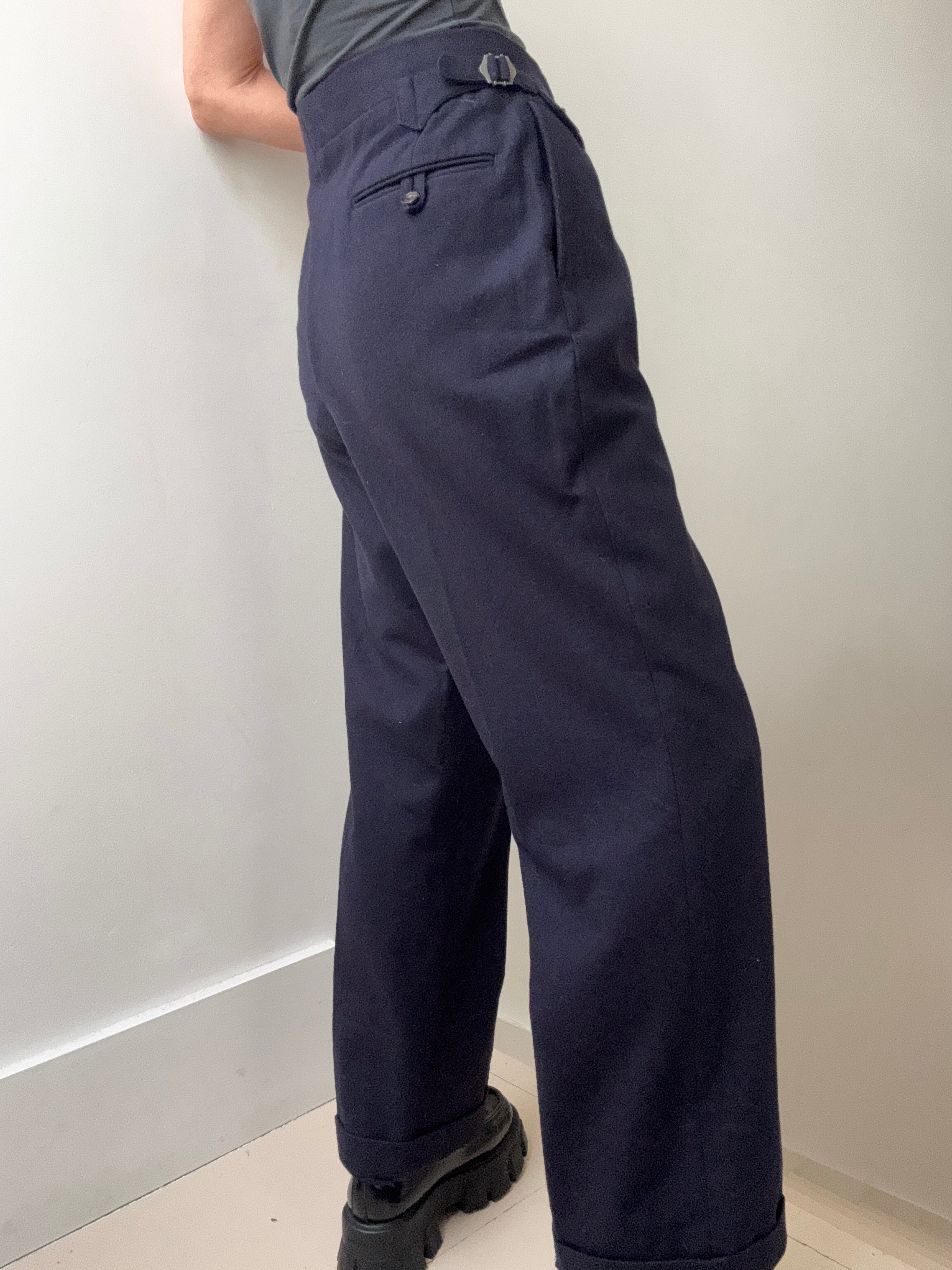 Vintage Navy Wool Stanbury Pants