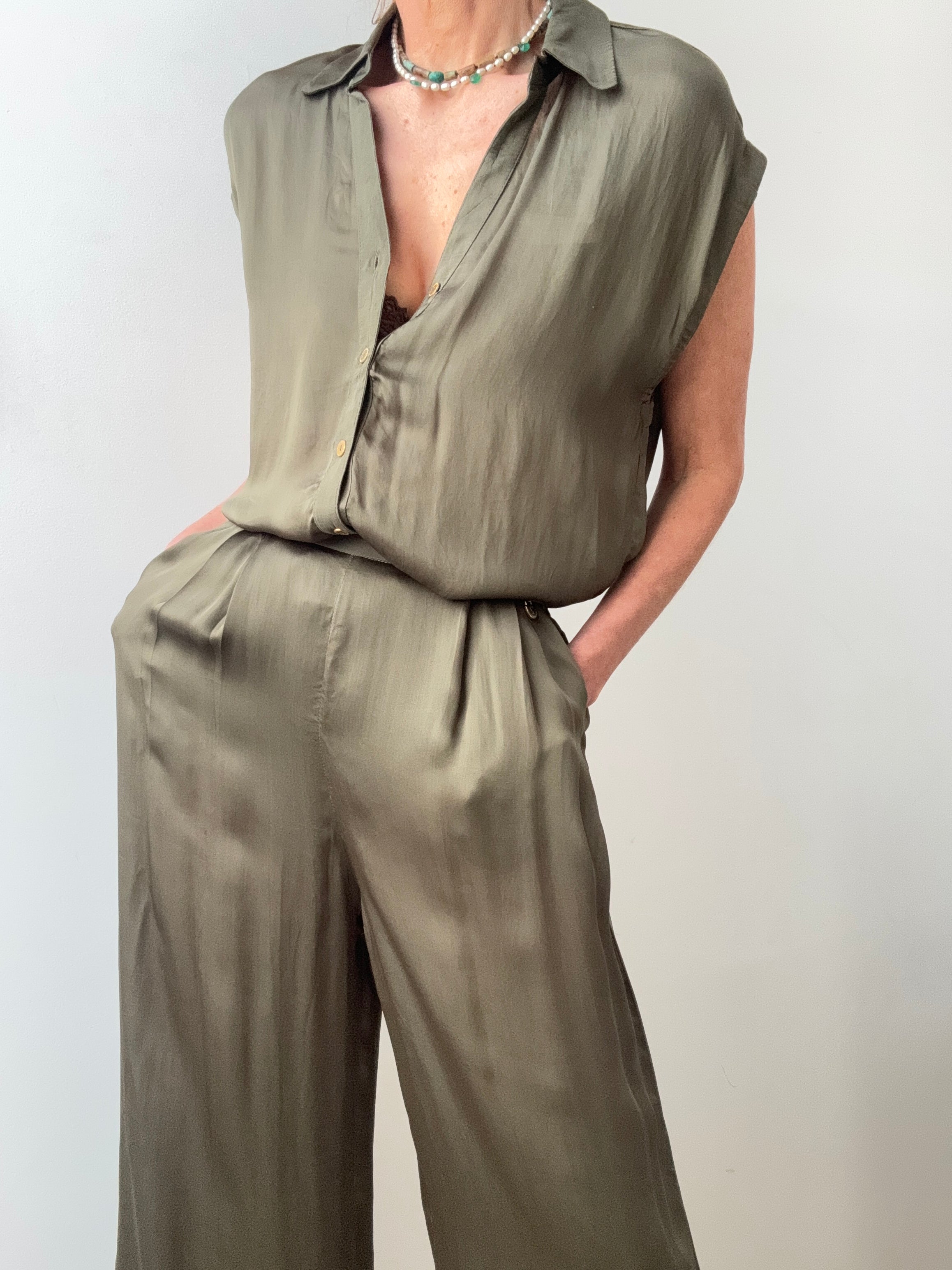 Wide Leg Pants Khaki