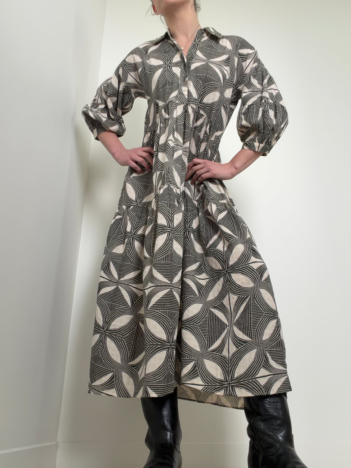 Carolita Print Tiered Shirtdress