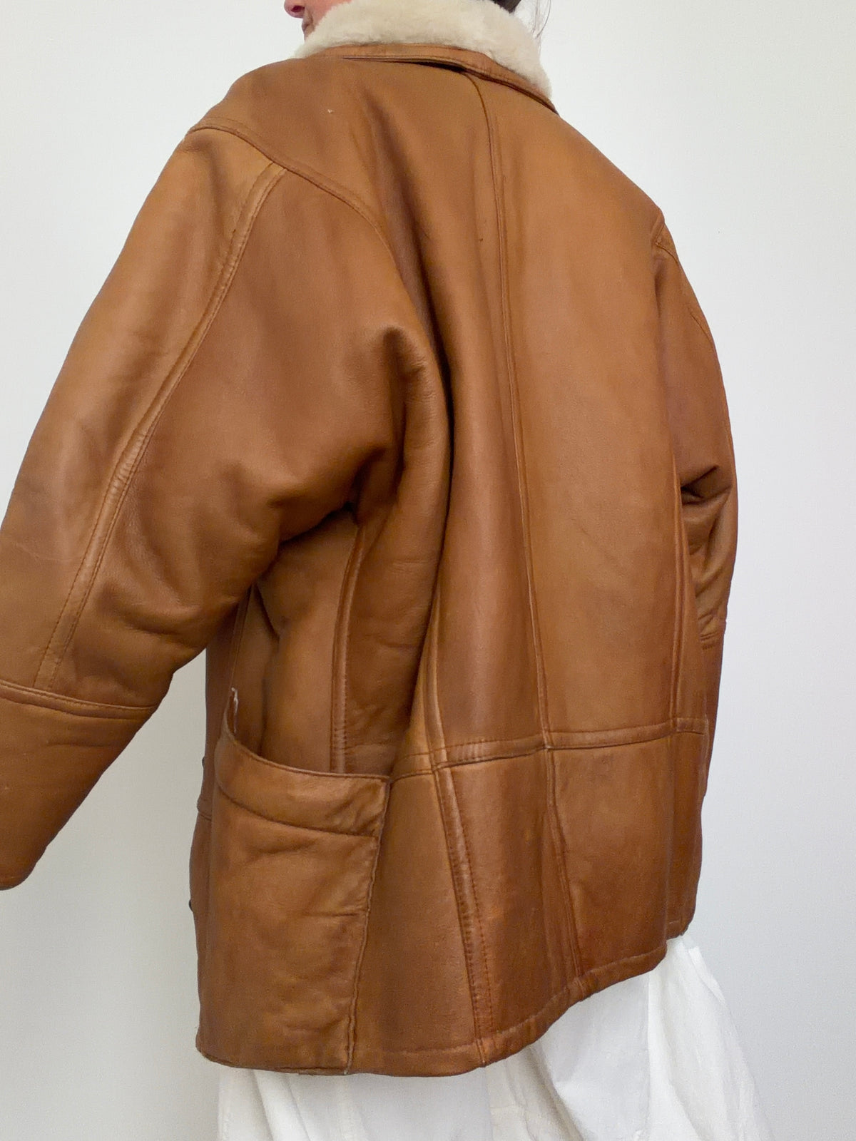 Vintage Cognac Shearling Coat