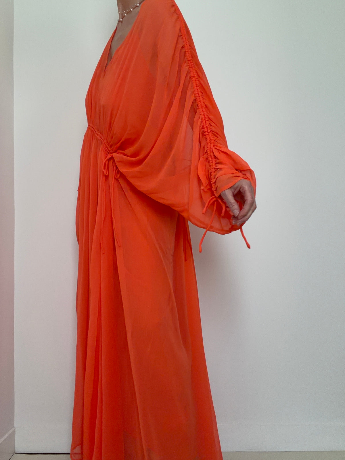 Coral Chiffon Maxi Dress