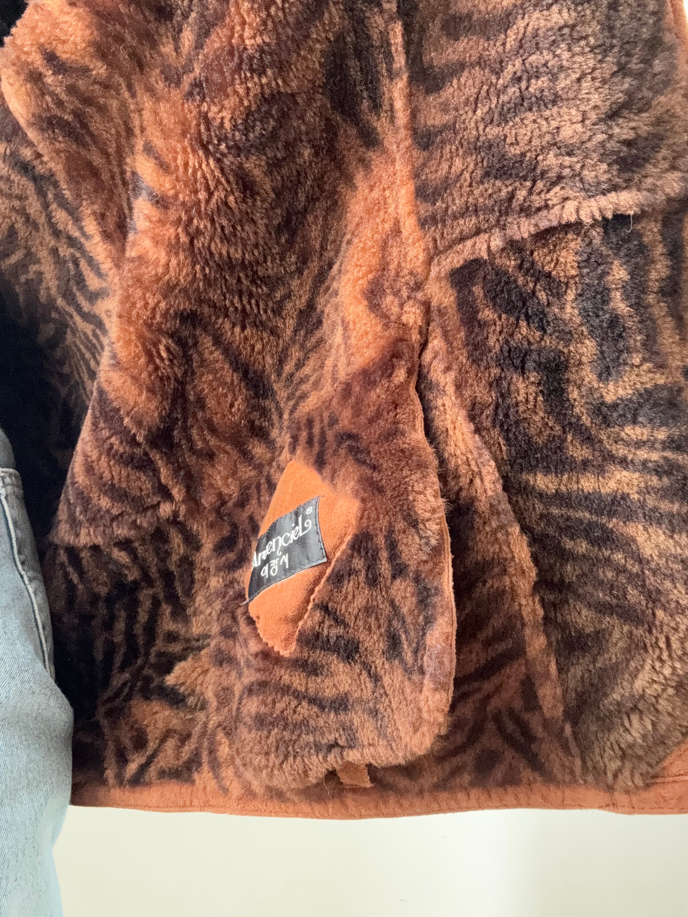 Overstitched Shearling Coat