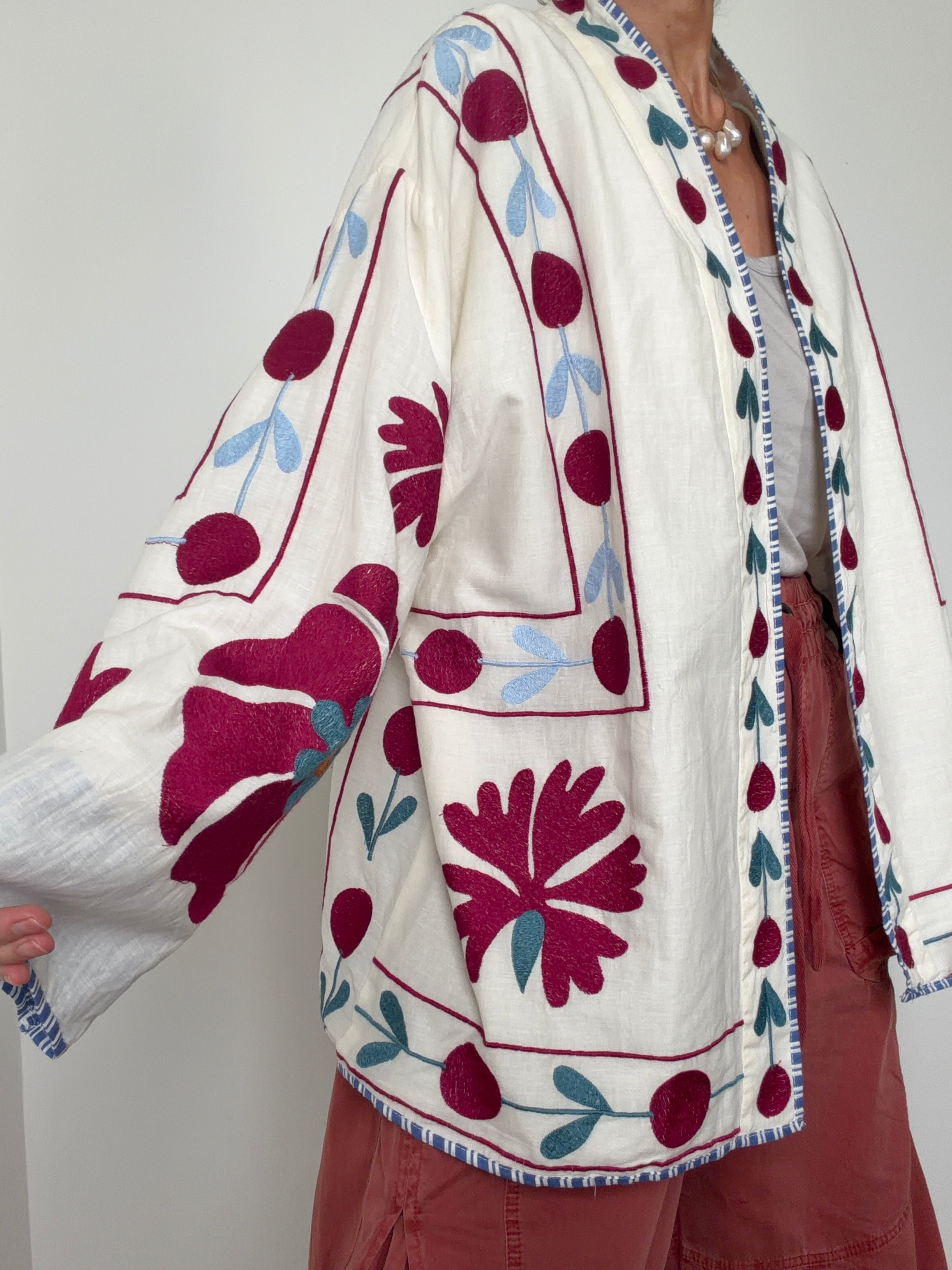 Fuchsia Folk Kimono Jacket
