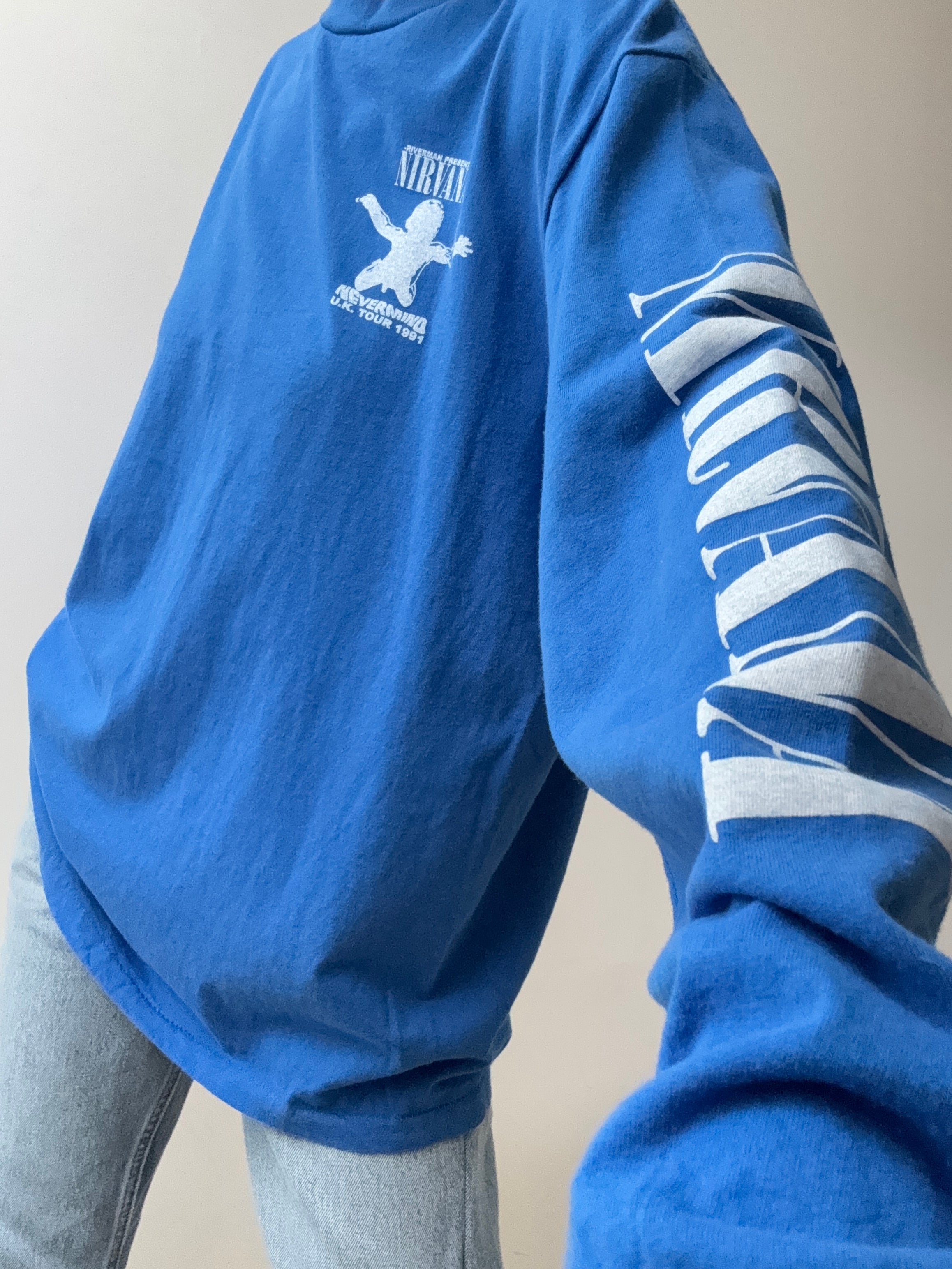 Vintage Style Nevermind Blue Tee Long Sleeve