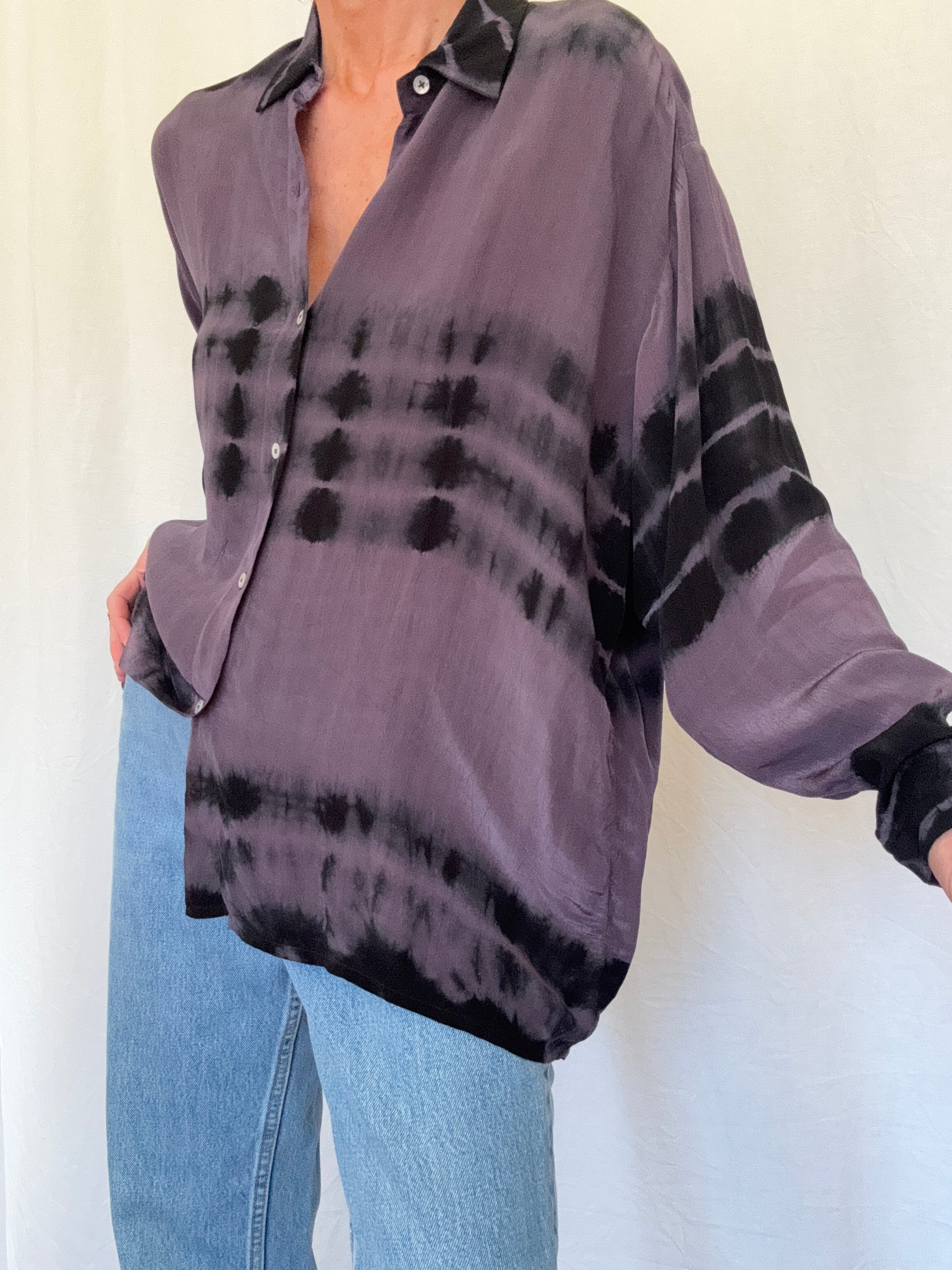 Meganne Blouse Deep Purple Tiedye | Shirts