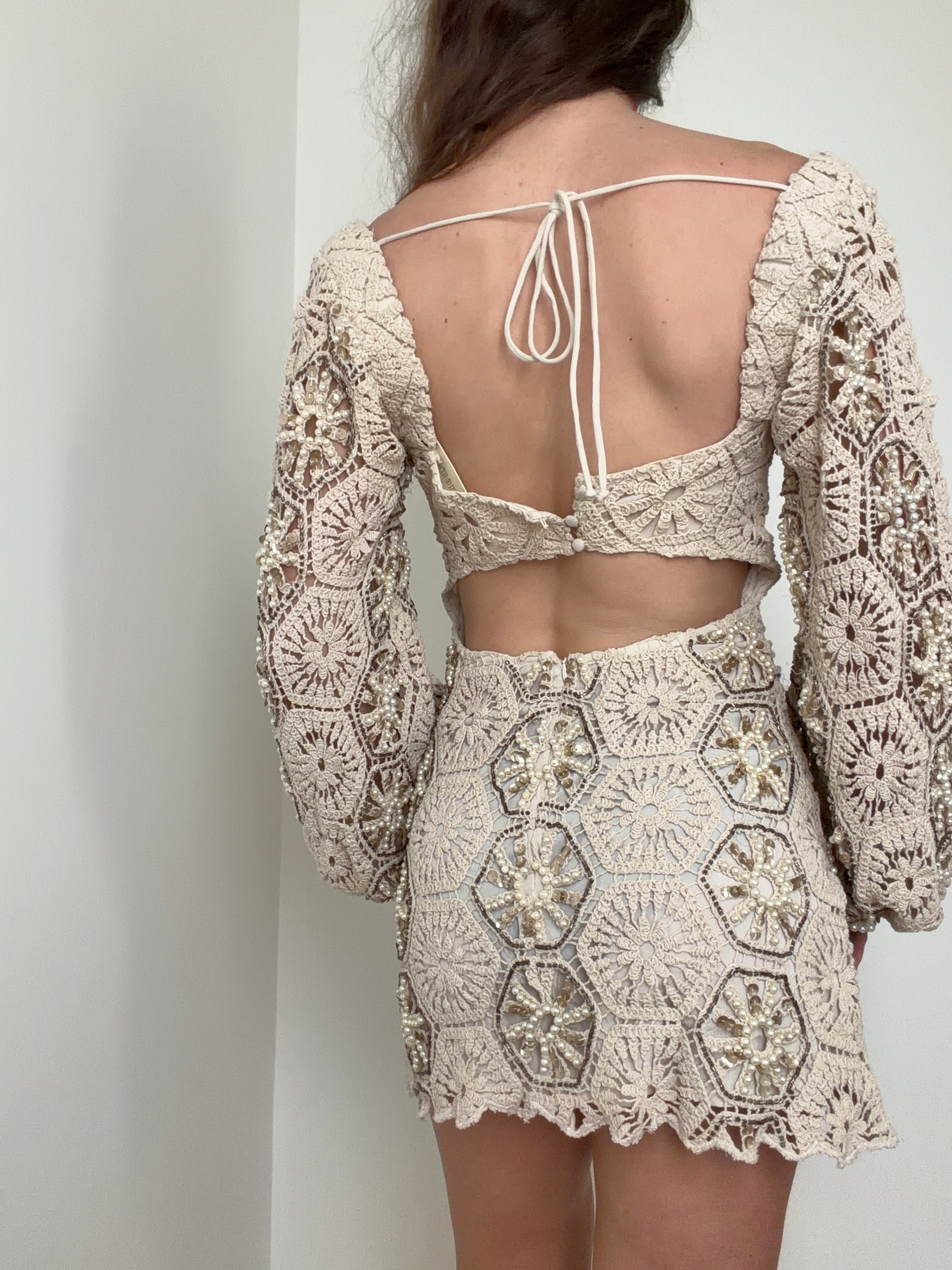 Embellished Crochet Milkmaid Mini