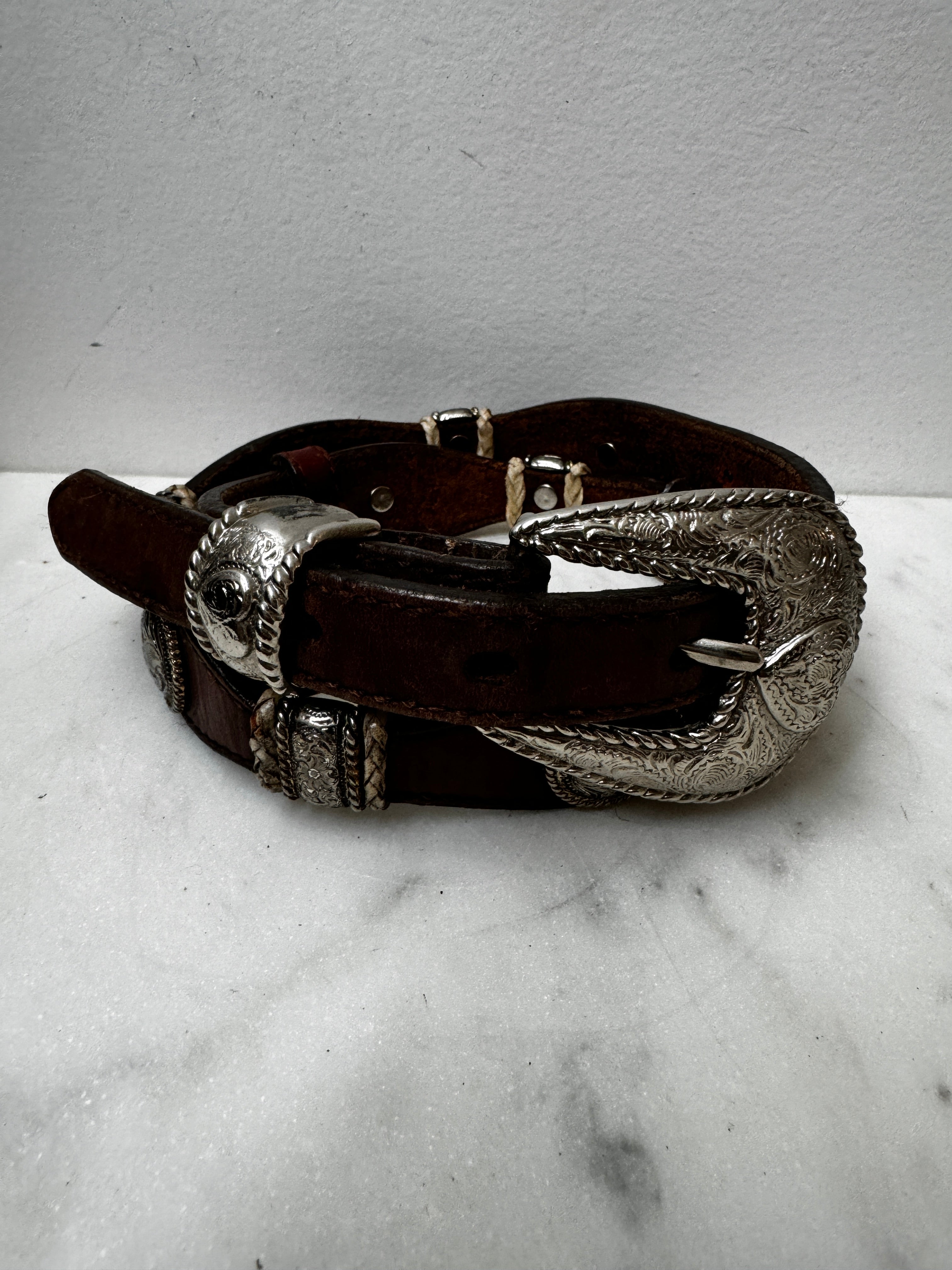 Brown Leather Disk Belt