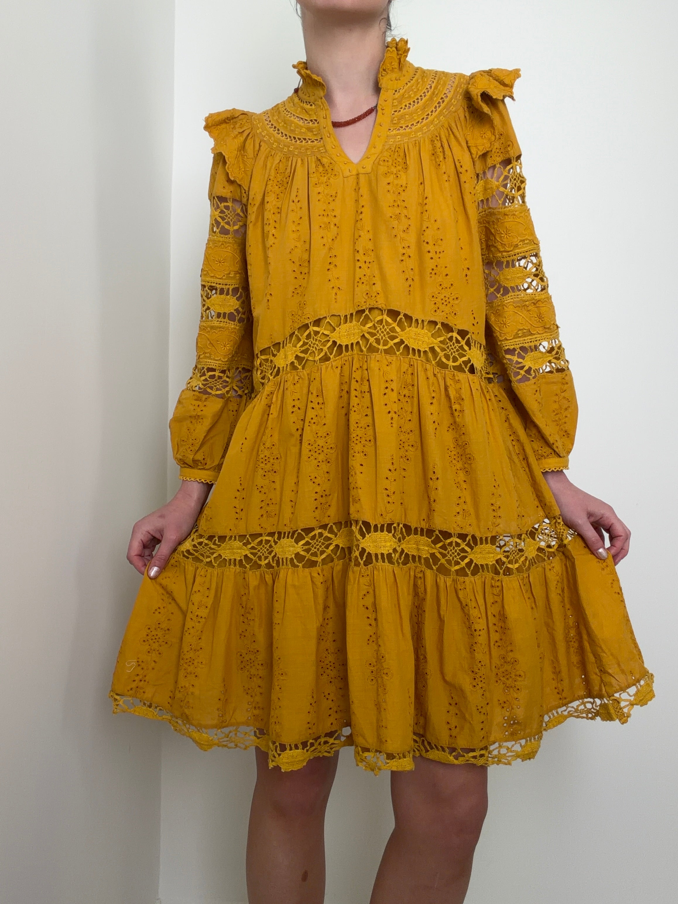 Marigold Prairie Lace Mini Dress