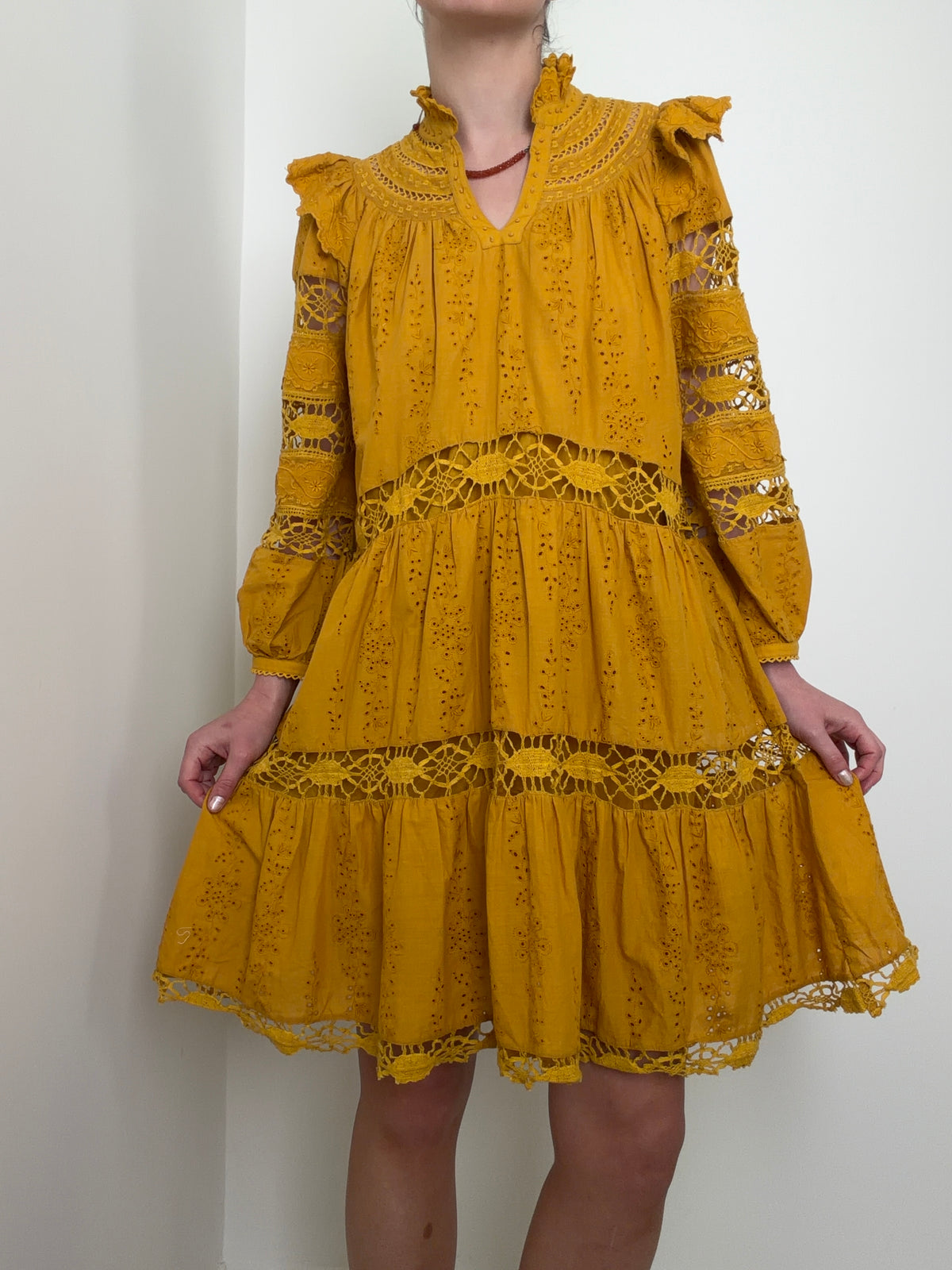 Marigold Prairie Lace Mini Dress