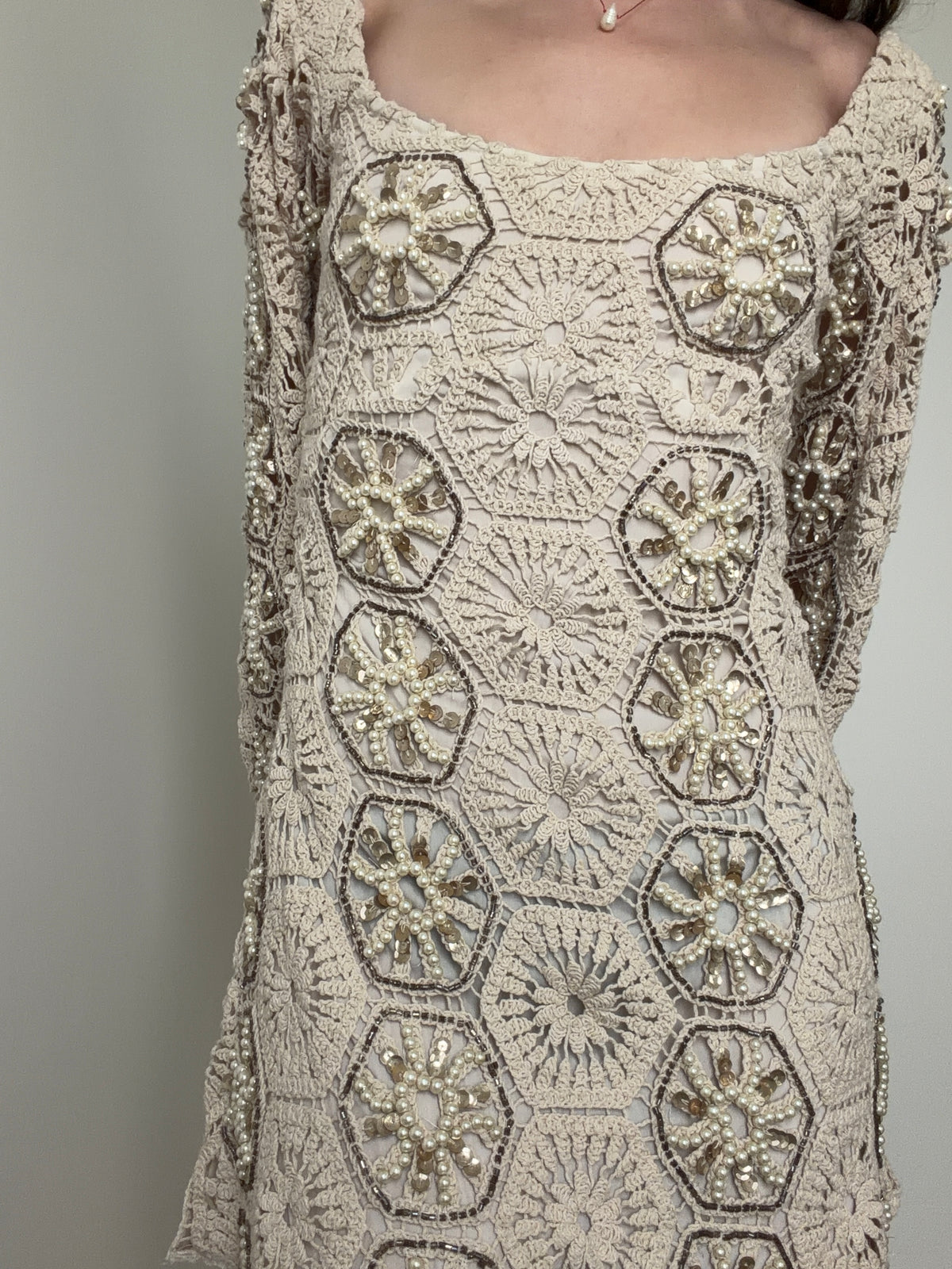 Embellished Crochet Milkmaid Mini