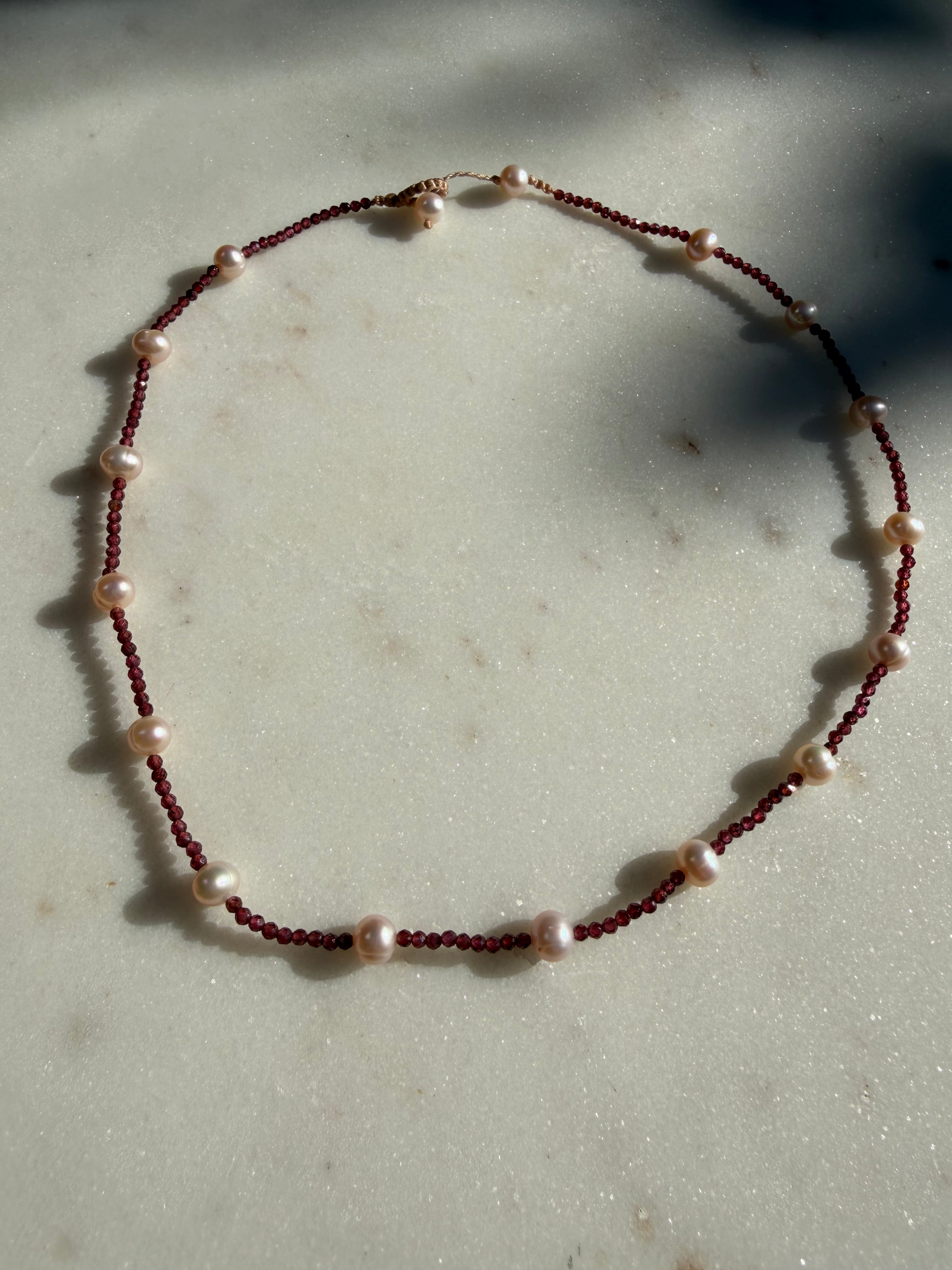 Garnet Pearl Necklace