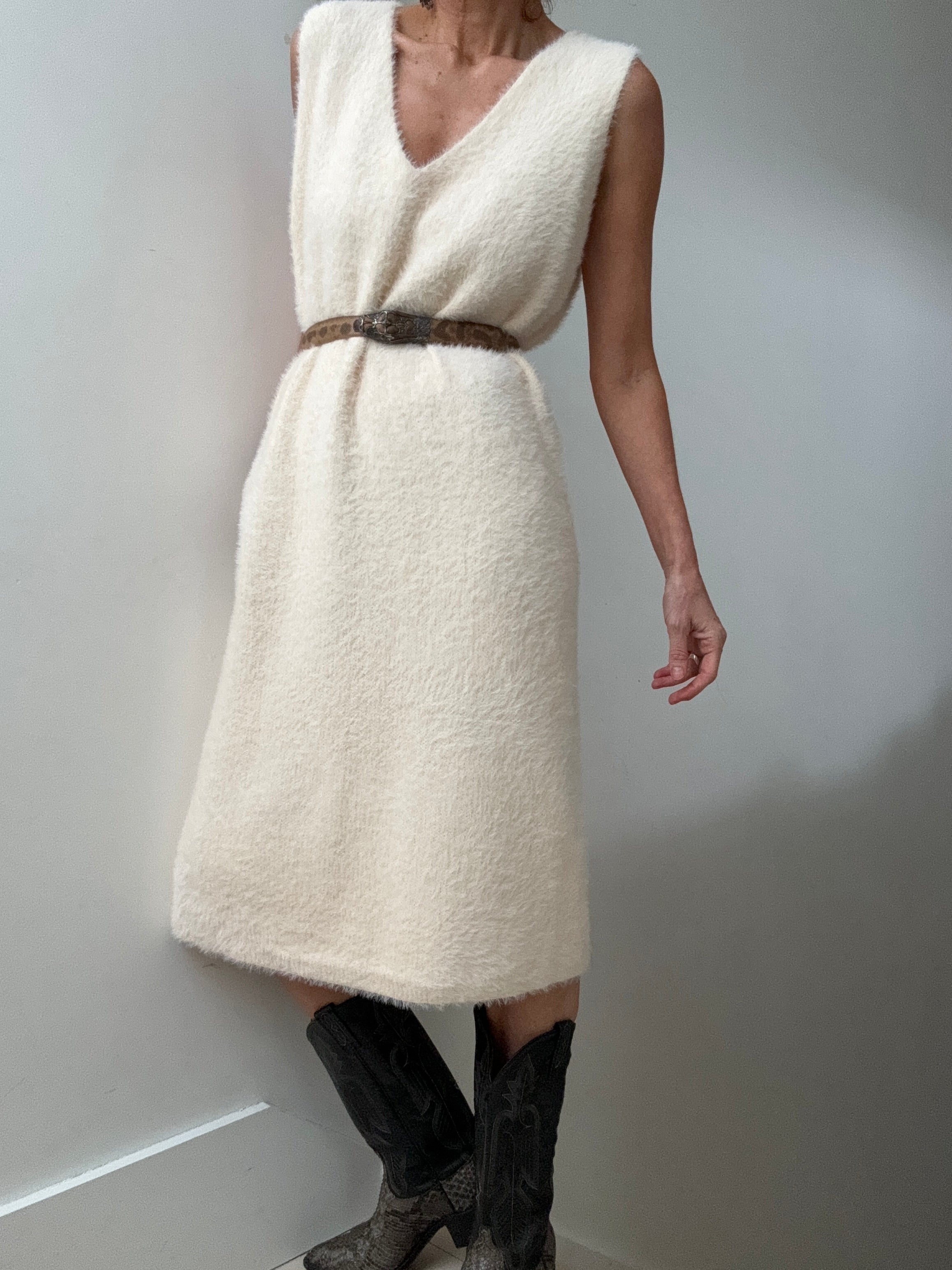 Soft Knit V Neck Dress Soft Blush