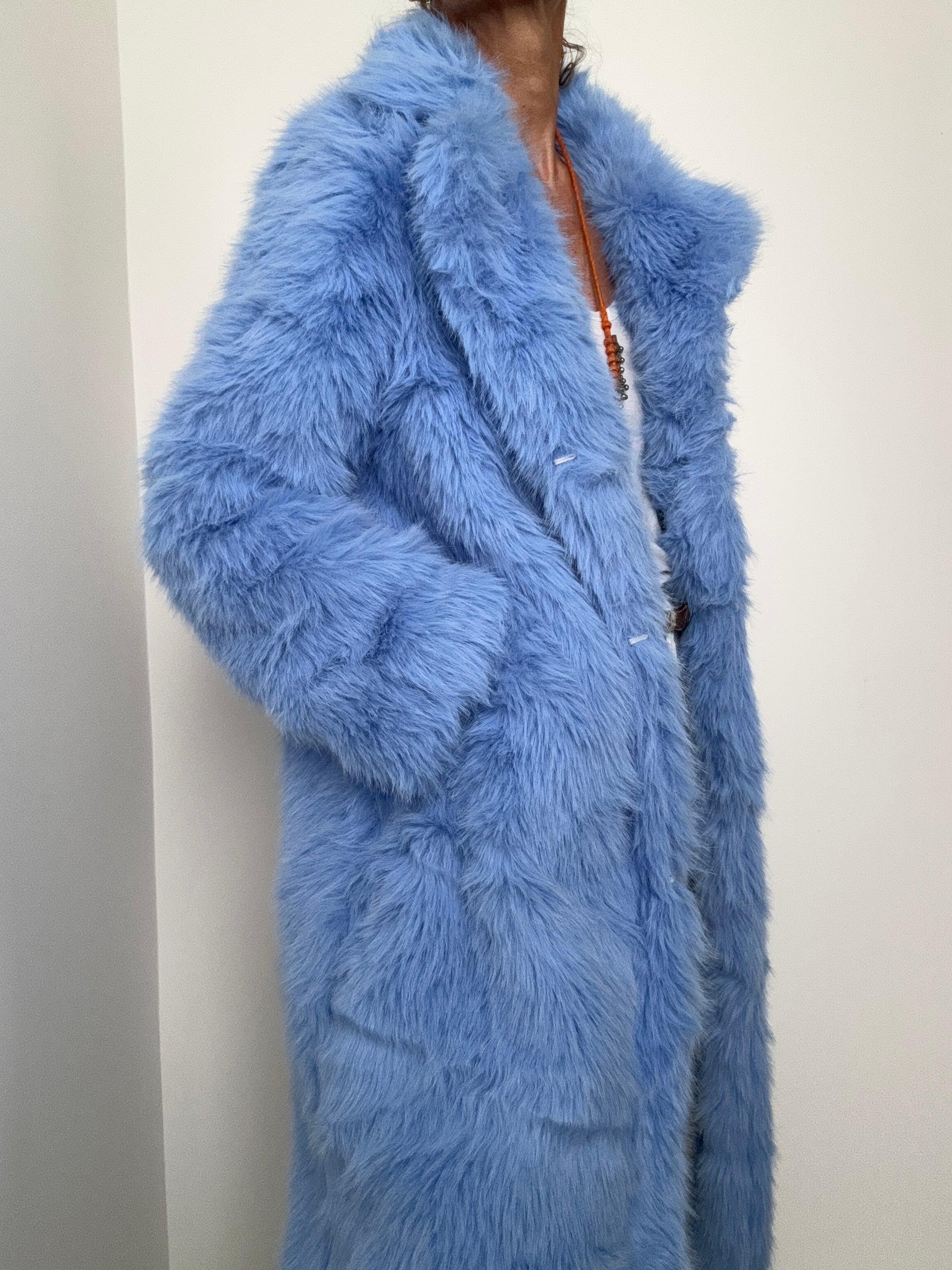 Sky Blue Rabbit Fur Coat