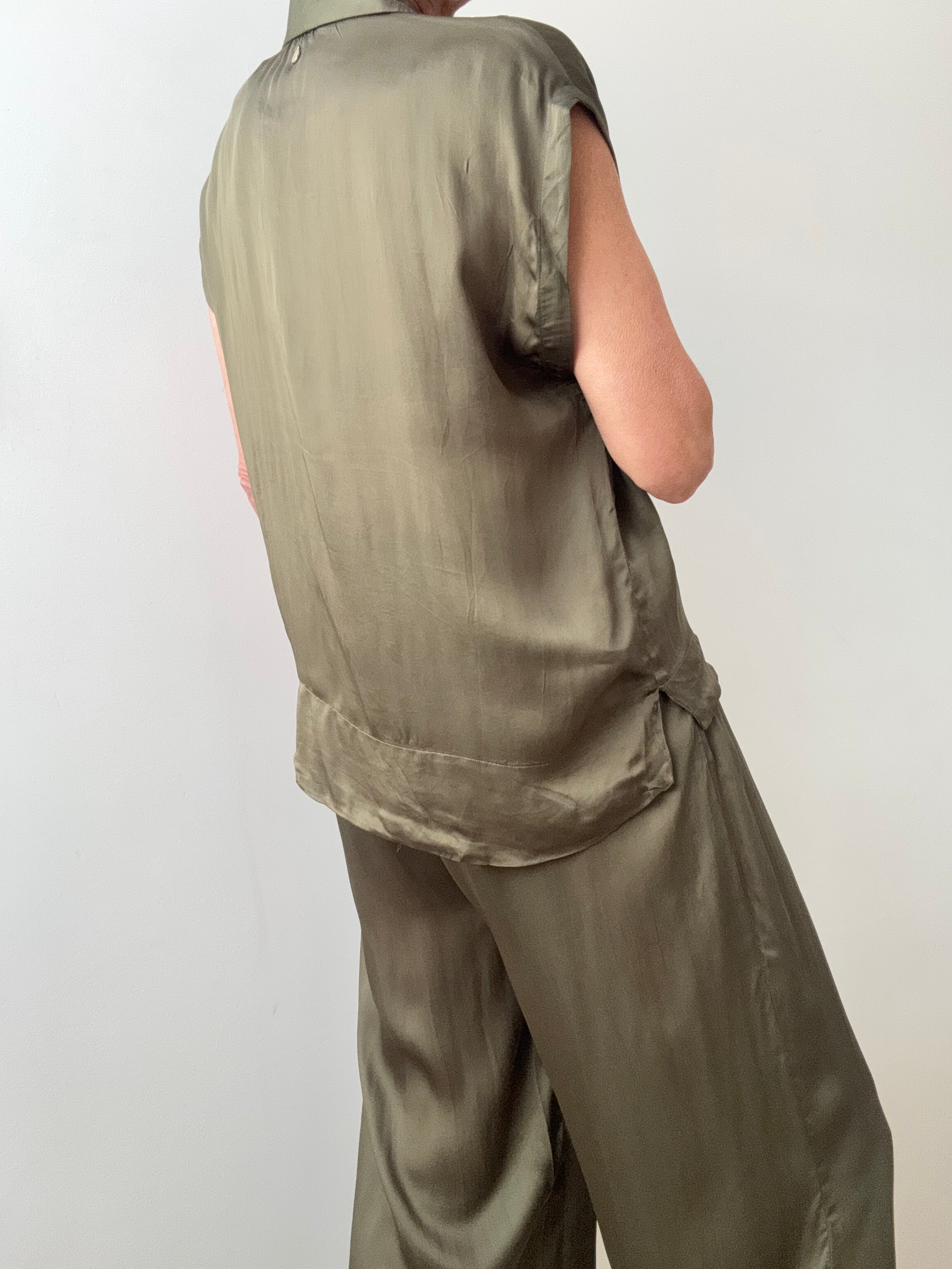 Lola Casademunt Satin Shirt Khaki